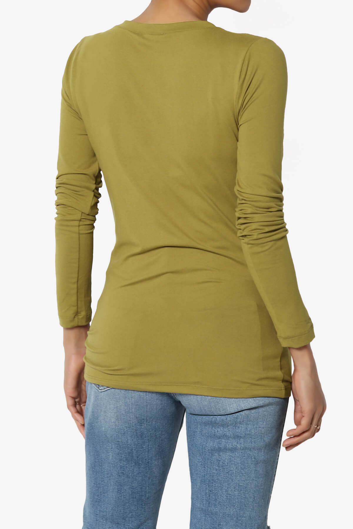 Gaia Microfiber V-Neck Long Sleeve T-Shirt OLIVE MUSTARD_2