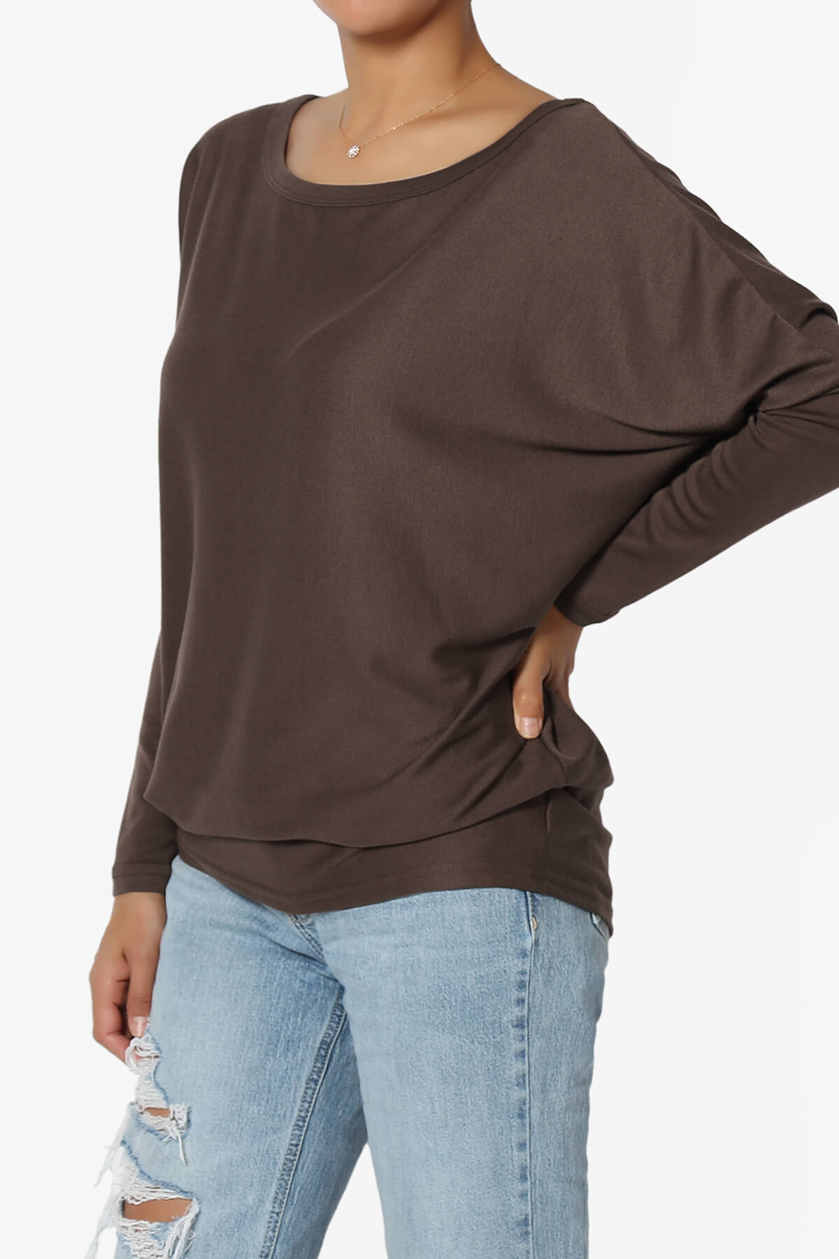Givinn Boat Neck Dolman Long Sleeve Top