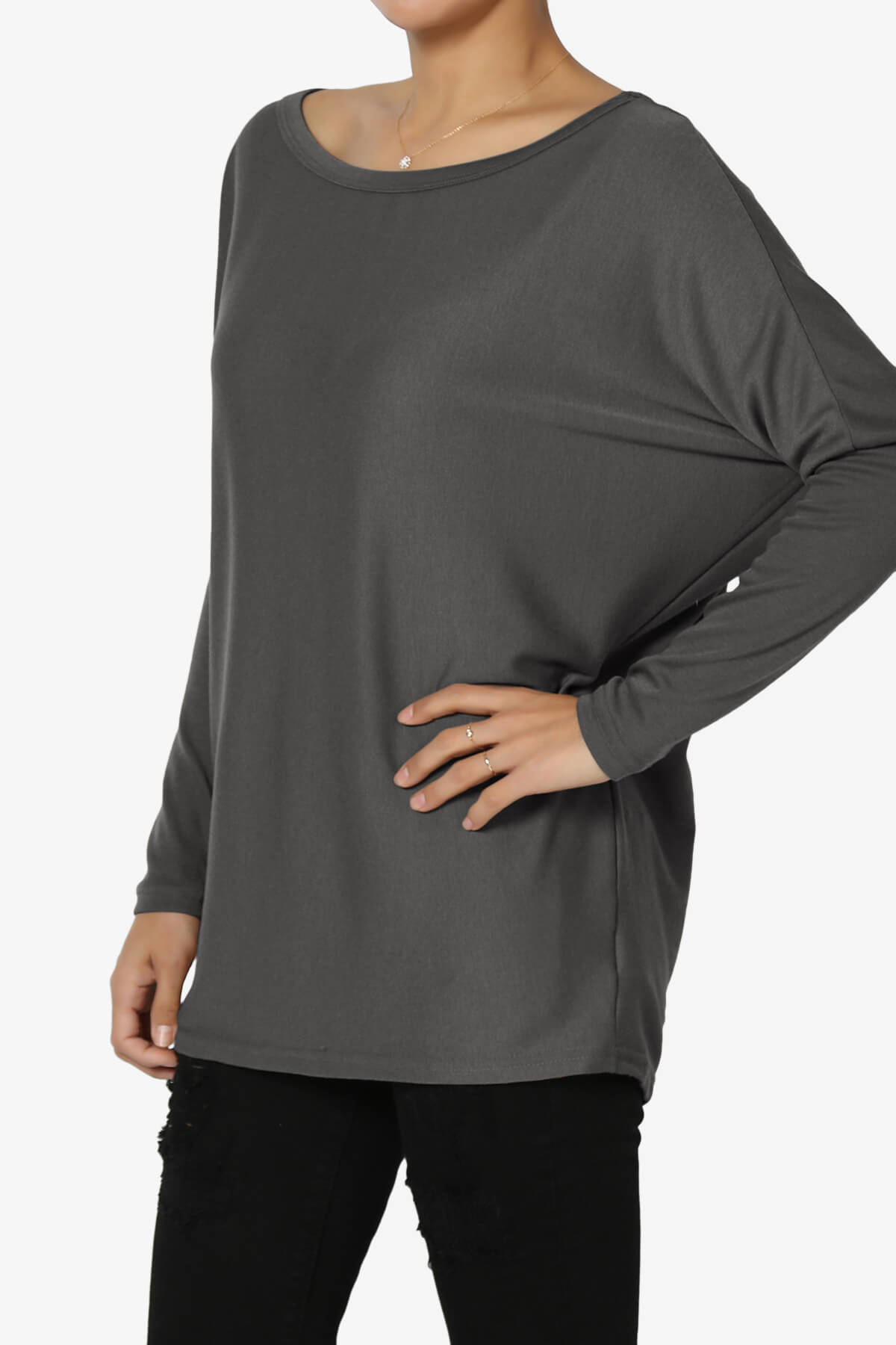Givinn Boat Neck Dolman Long Sleeve Top