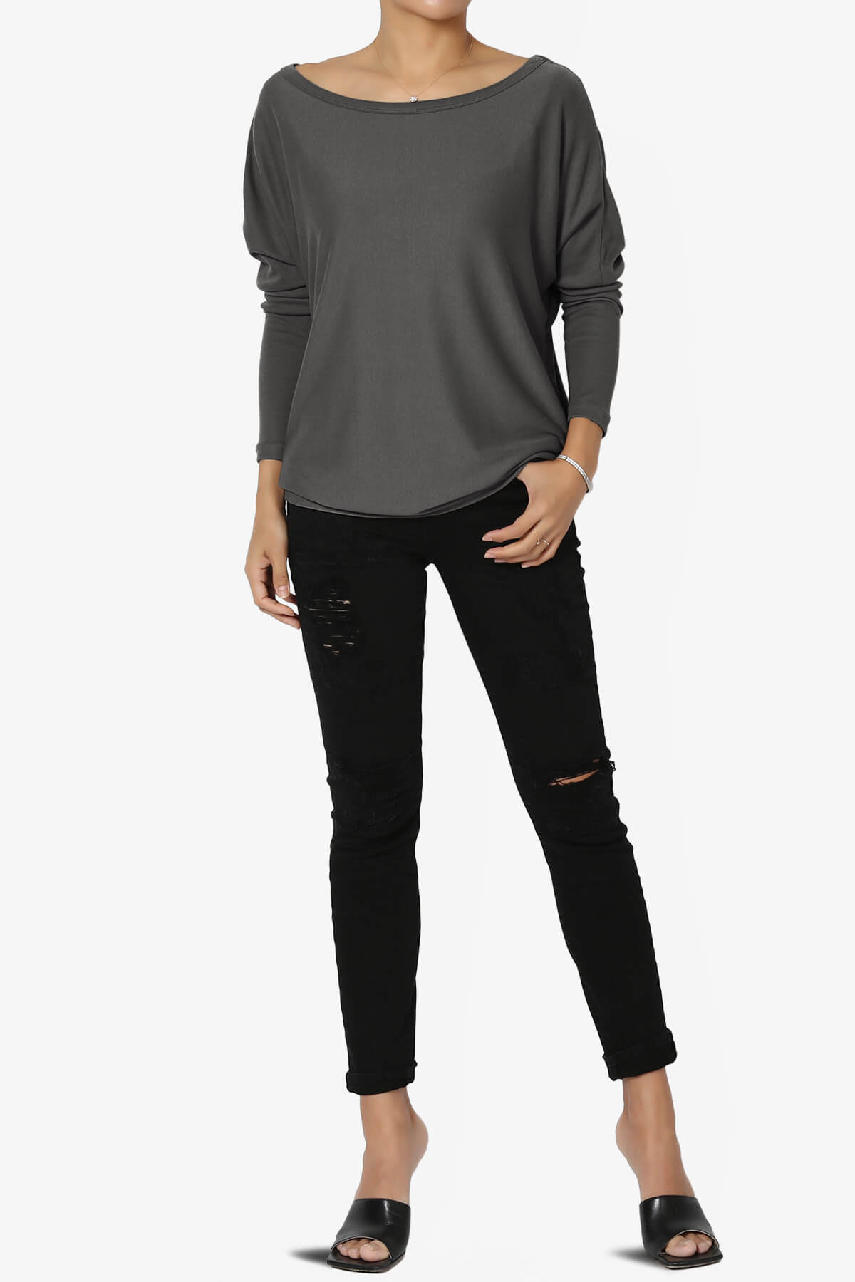 Givinn Boat Neck Dolman Long Sleeve Top