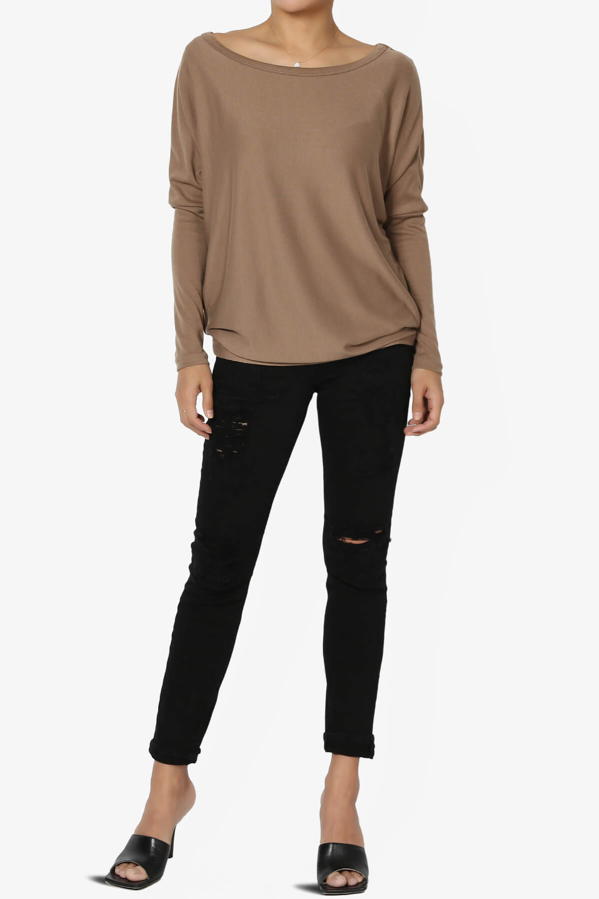 Givinn Boat Neck Dolman Long Sleeve Top