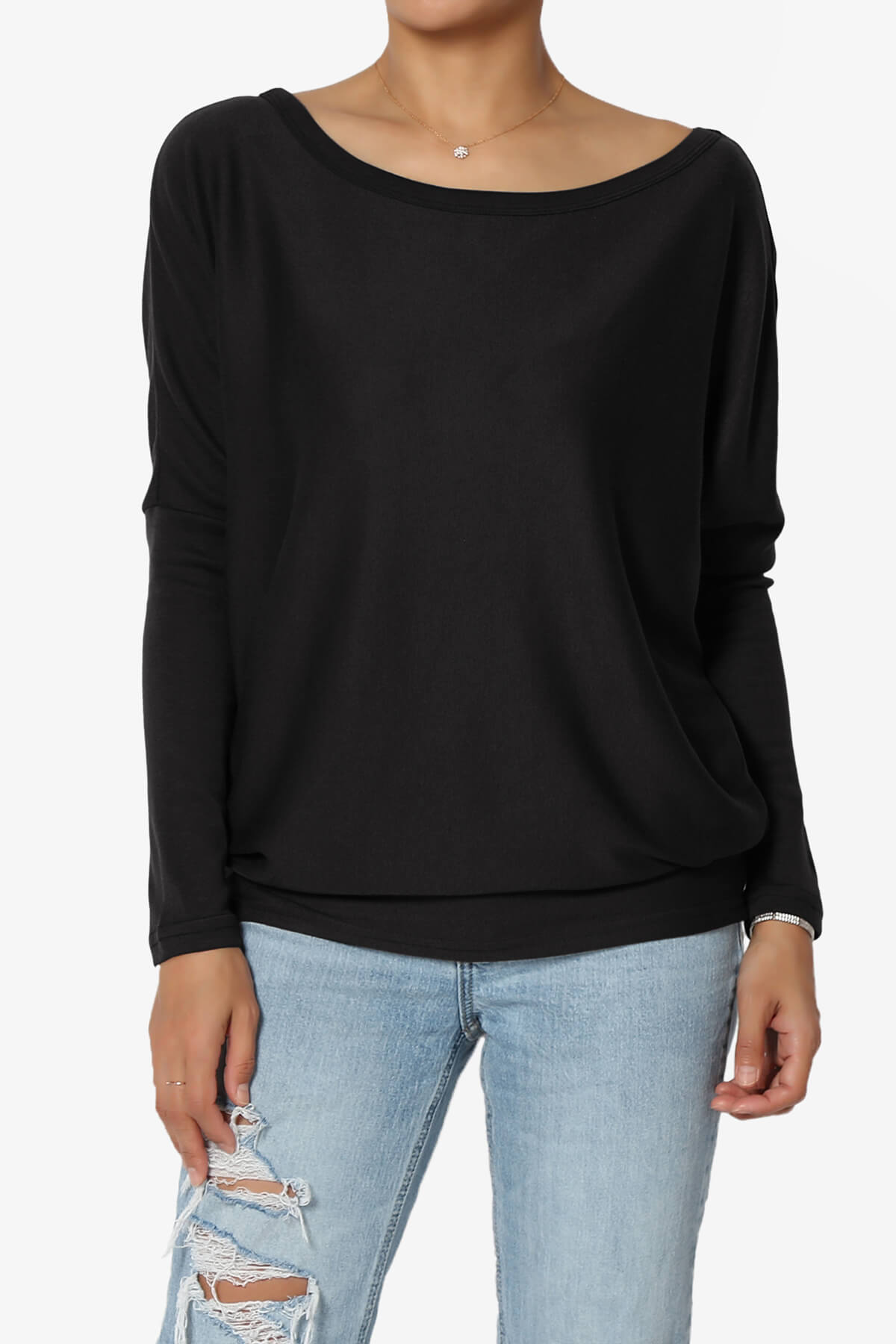 Givinn Boat Neck Dolman Long Sleeve Top