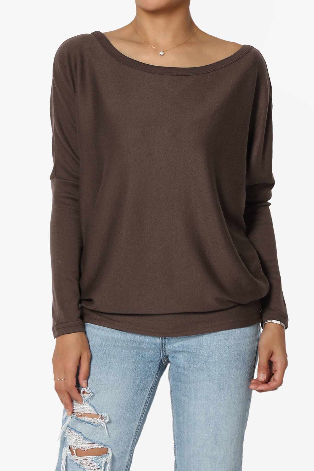 Givinn Boat Neck Dolman Long Sleeve Top