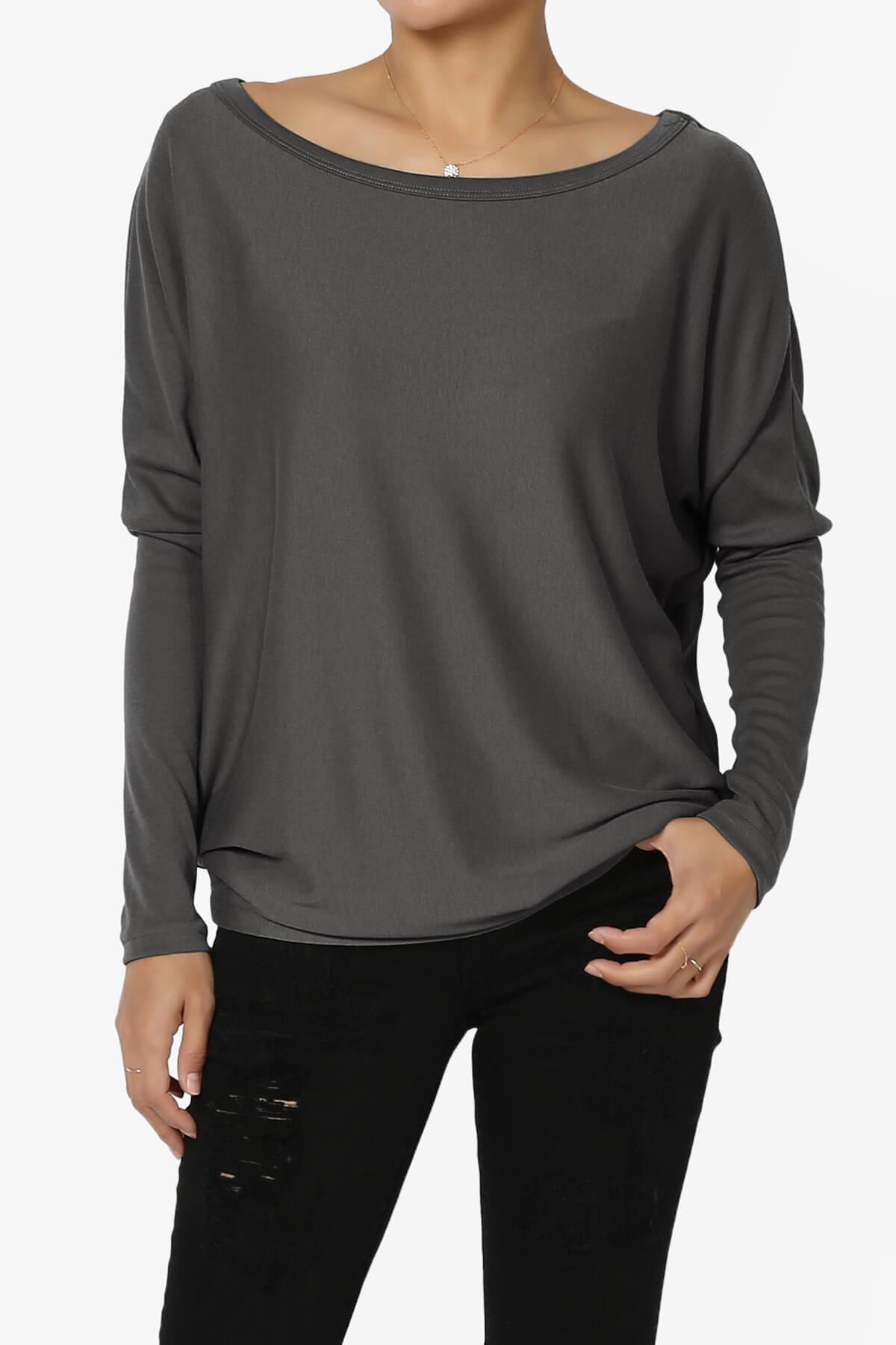 Givinn Boat Neck Dolman Long Sleeve Top