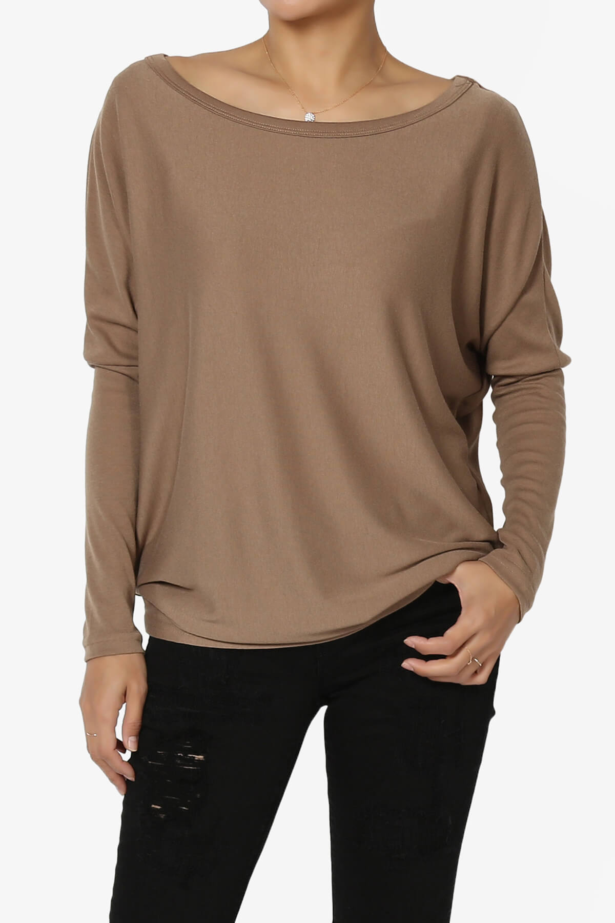 Givinn Boat Neck Dolman Long Sleeve Top