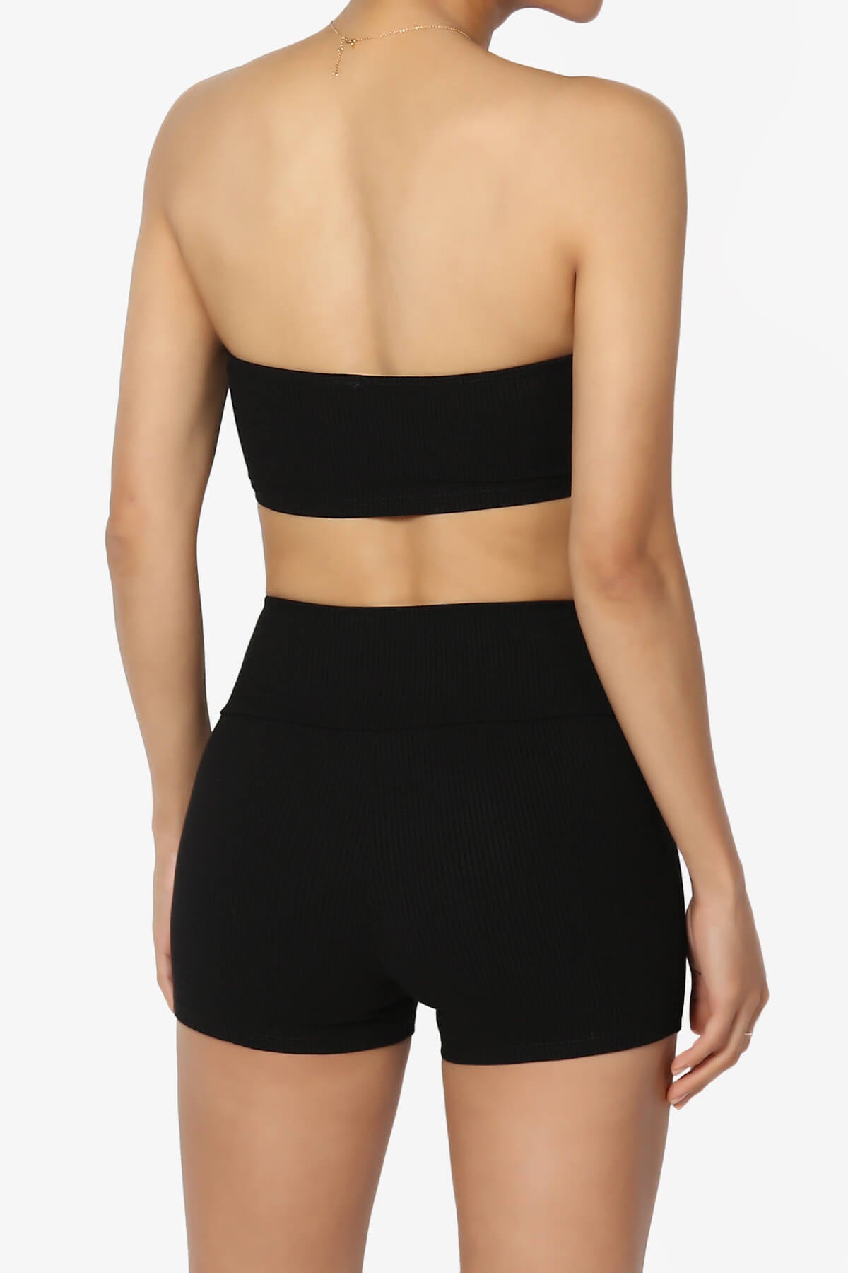 Glimmer Bandeau Top & Biker Shorts SET BLACK_2