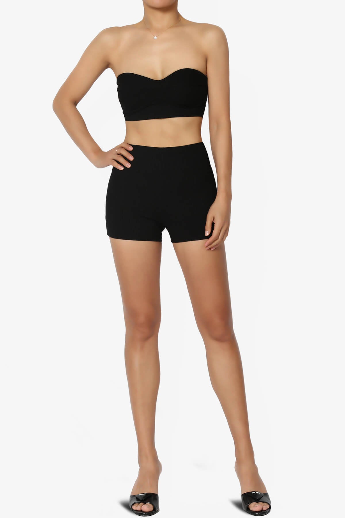 Glimmer Bandeau Top & Biker Shorts SET BLACK_6
