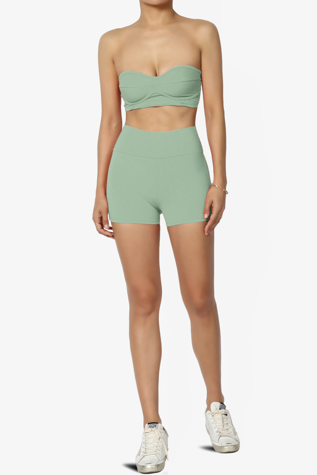 Glimmer Bandeau Top & Biker Shorts SET SAGE_6