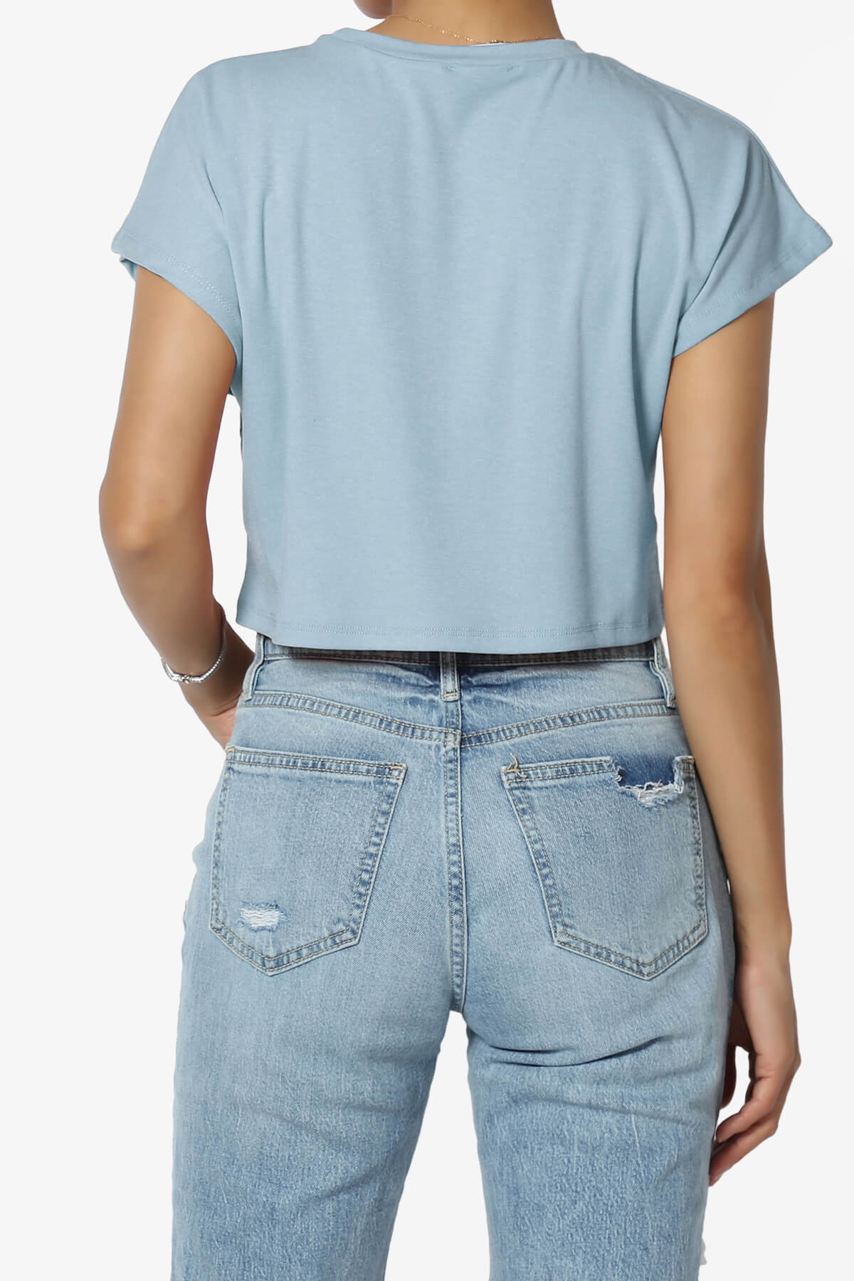 Graya Crew Neck Short Sleeve Crop Tee DENIM BLUE_2