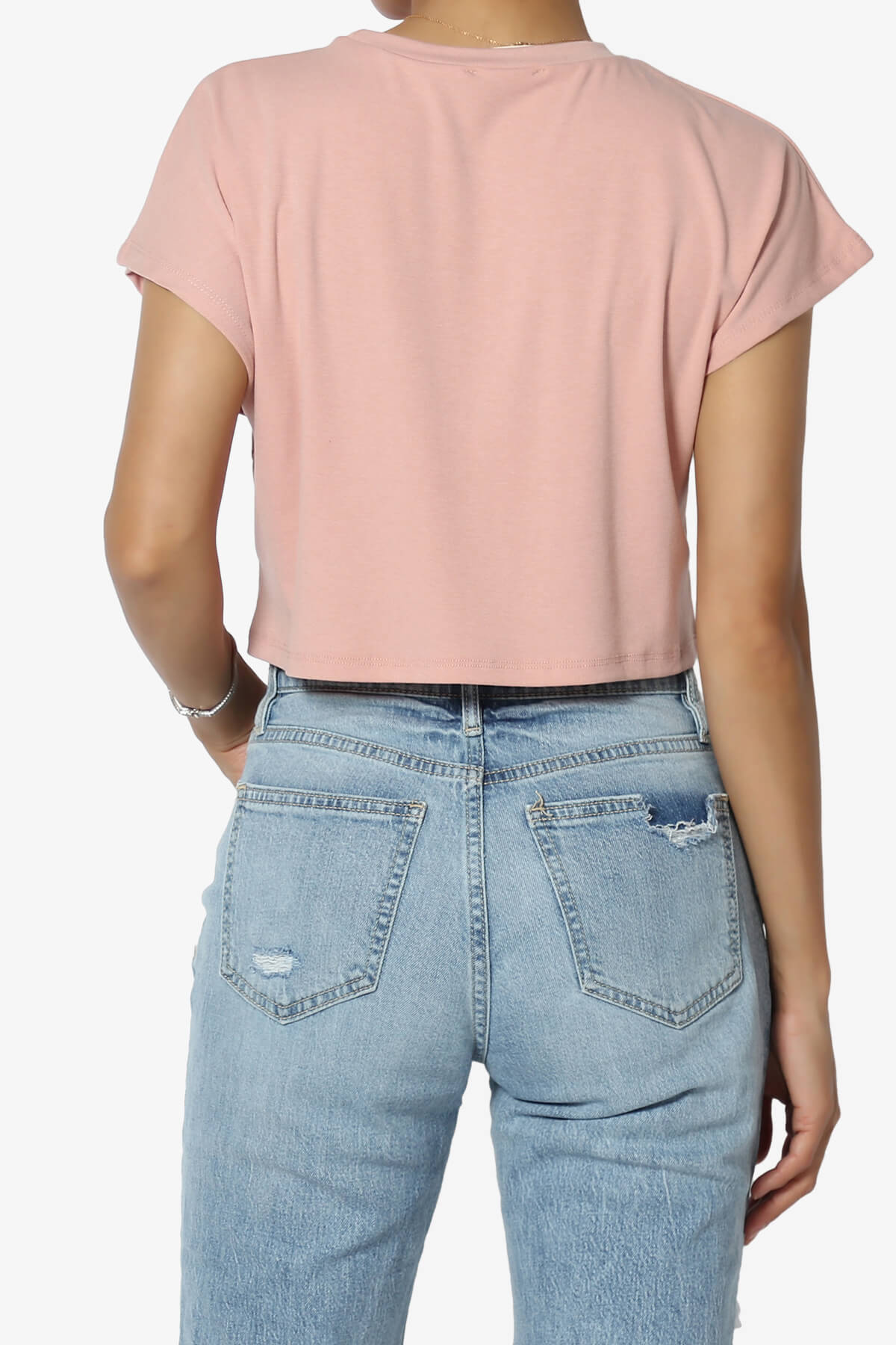 Graya Crew Neck Short Sleeve Crop Tee DUSTY PINK_2