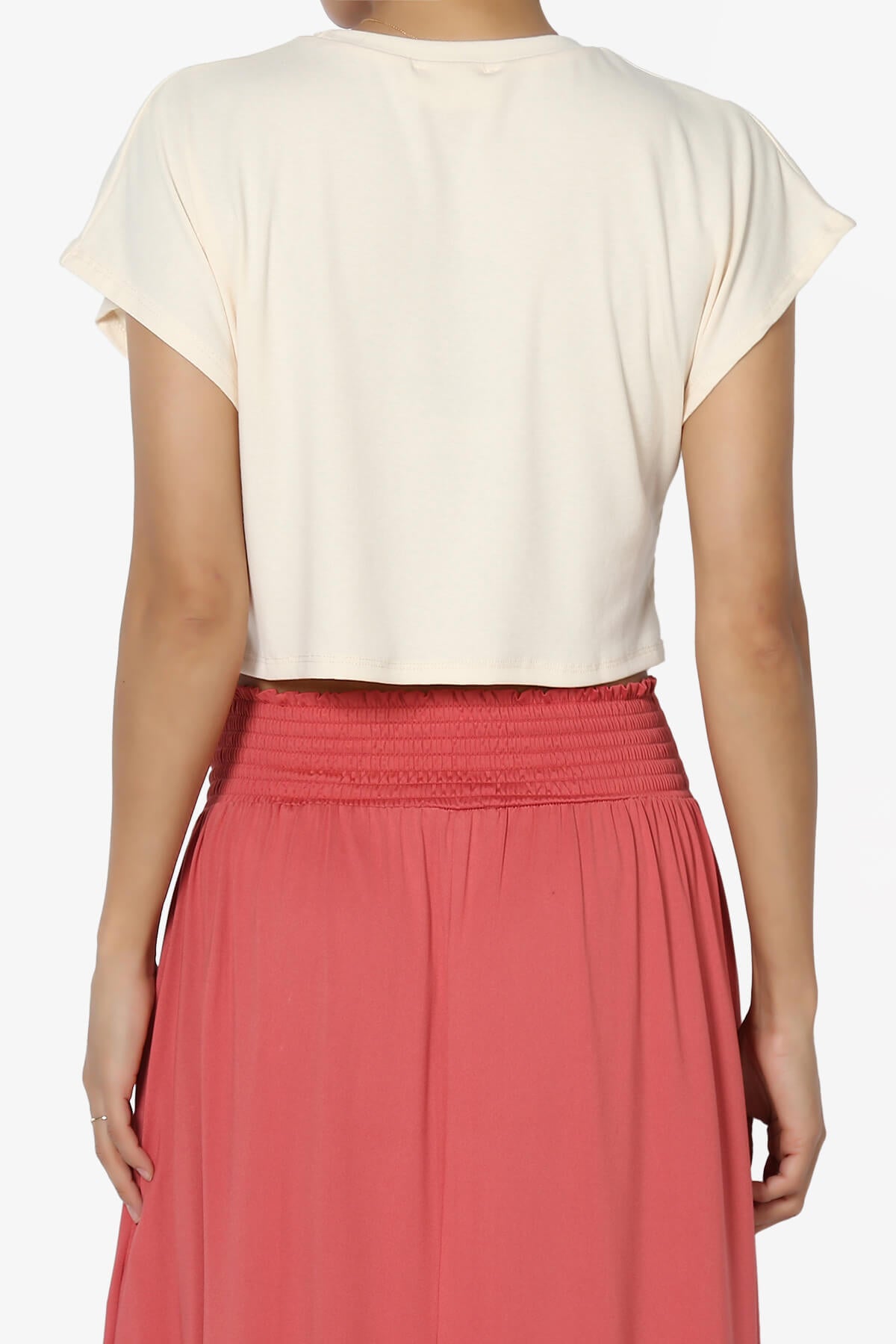 Graya Crew Neck Short Sleeve Crop Tee IVORY_2