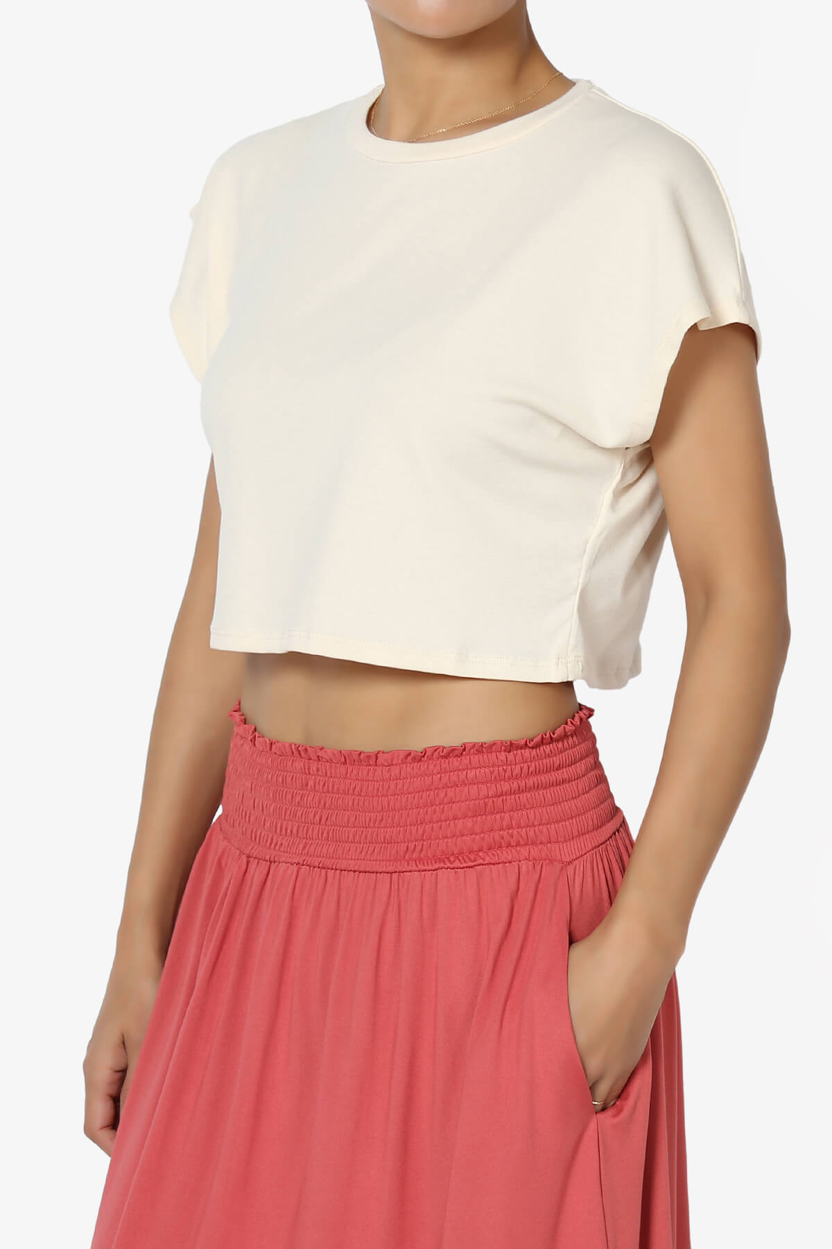 Graya Crew Neck Short Sleeve Crop Tee IVORY_3