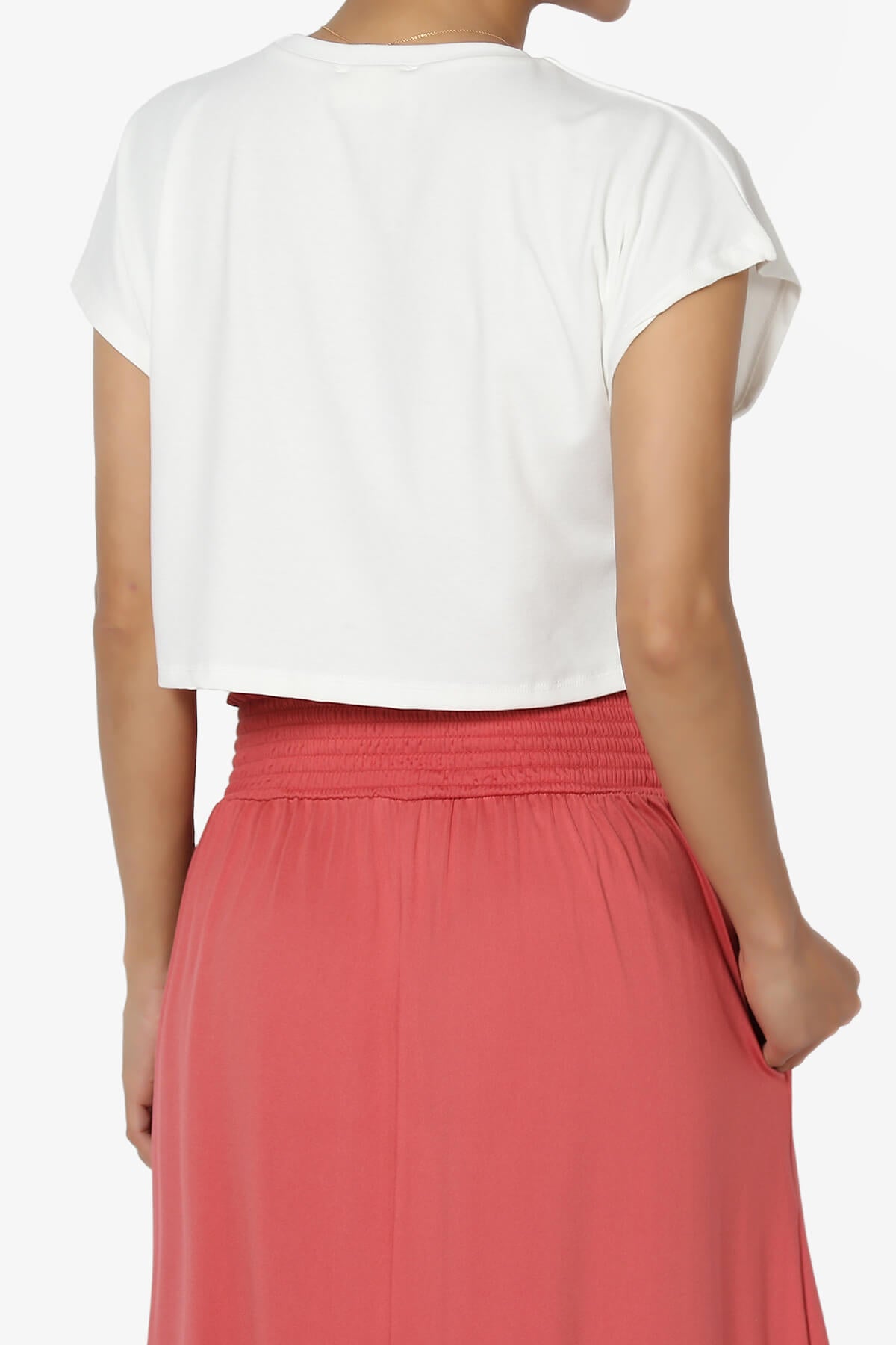 Graya Crew Neck Short Sleeve Crop Tee WHITE_2