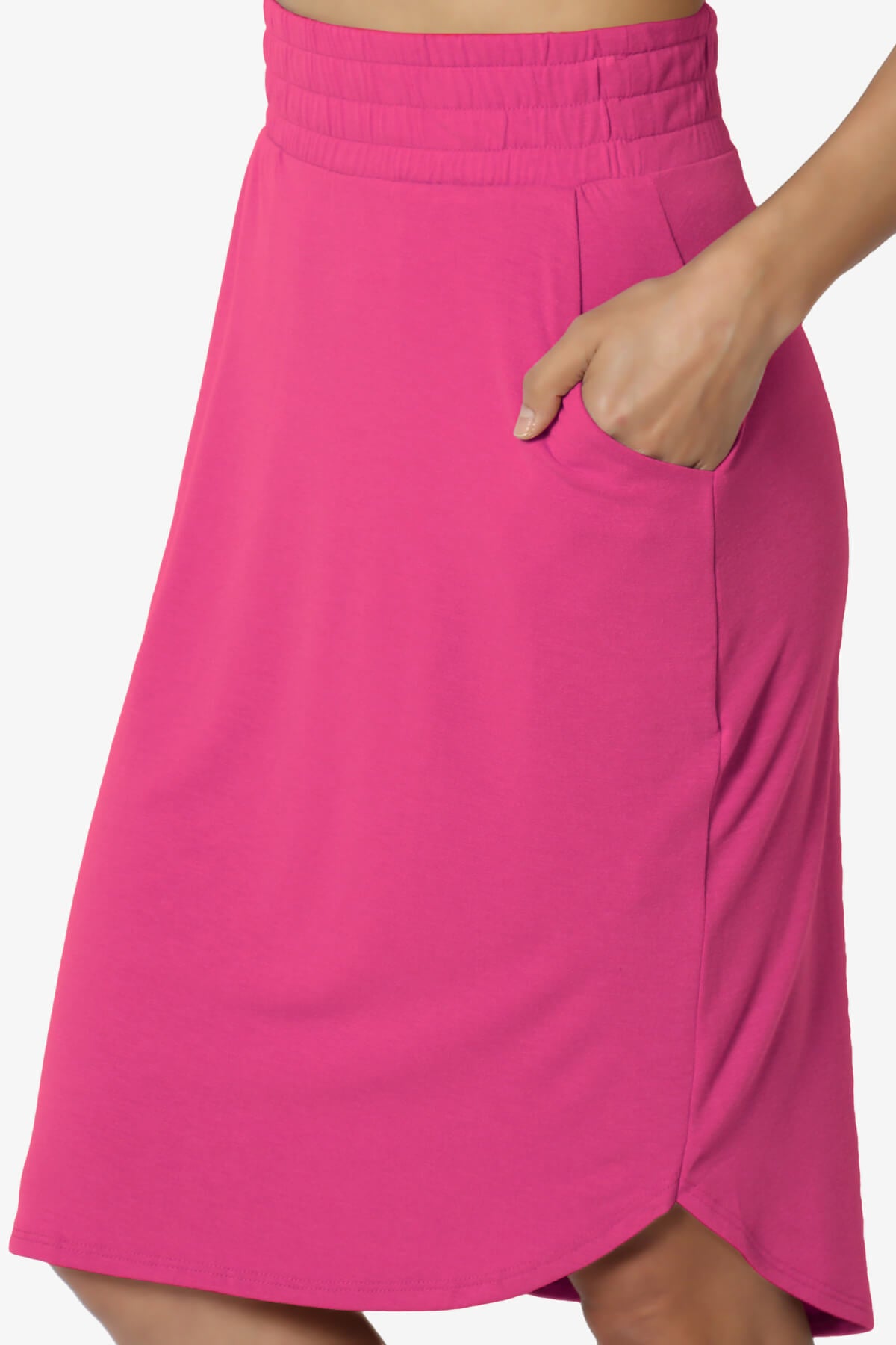 Hadyn Casual Elastic High Waist Straight Skirt HOT PINK_5