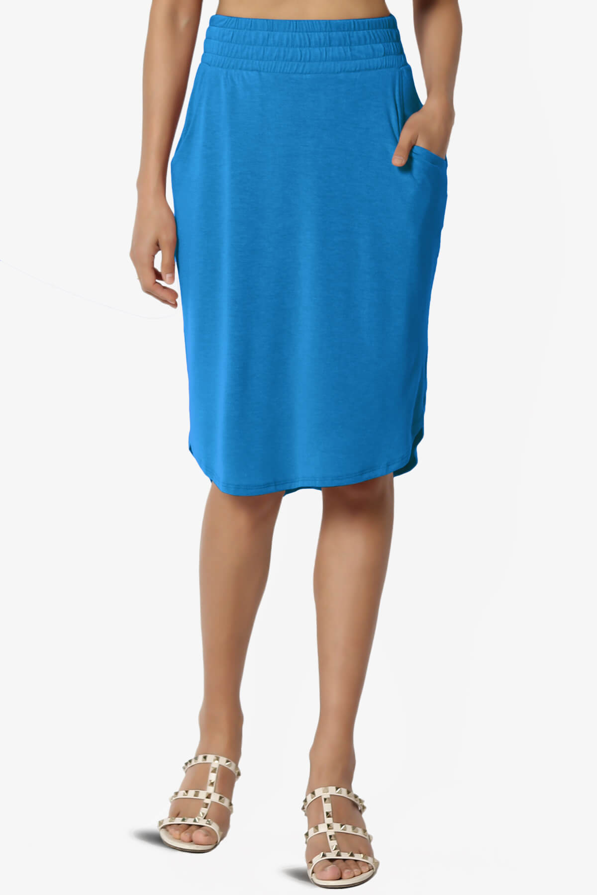 Hadyn Casual Elastic High Waist Straight Skirt OCEAN BLUE_1