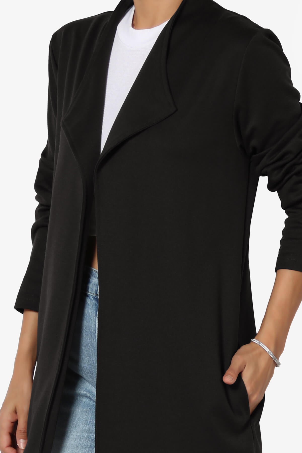 Hawke Open Front Knit Long Jacket BLACK_5