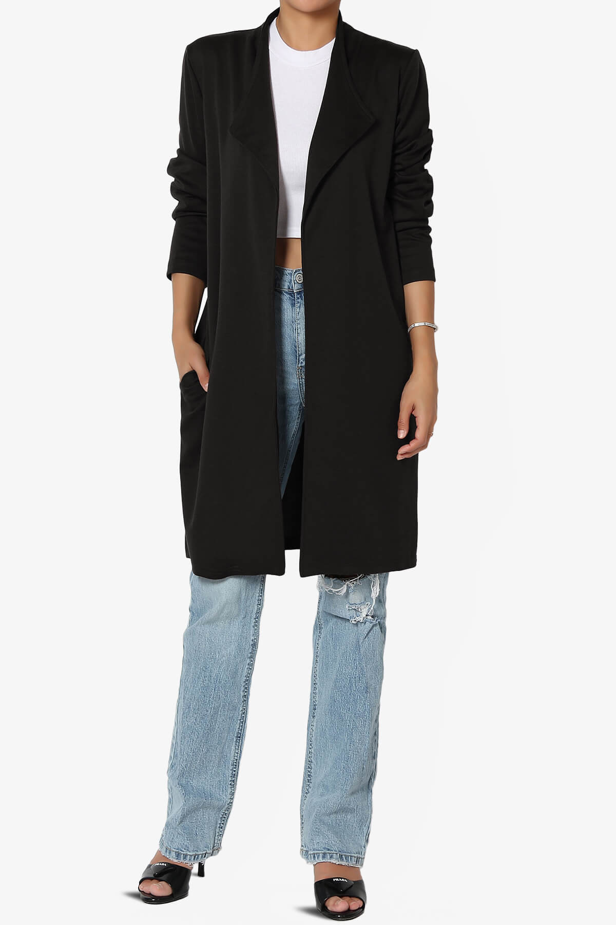 Hawke Open Front Knit Long Jacket BLACK_6