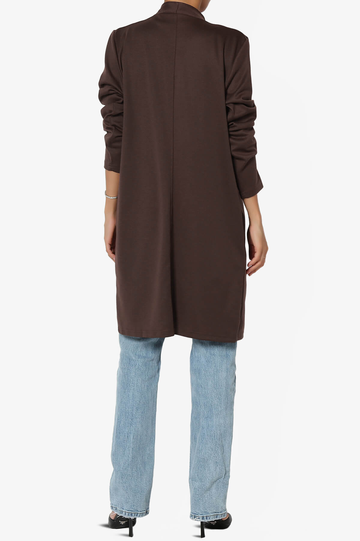 Hawke Open Front Knit Long Jacket BROWN_2