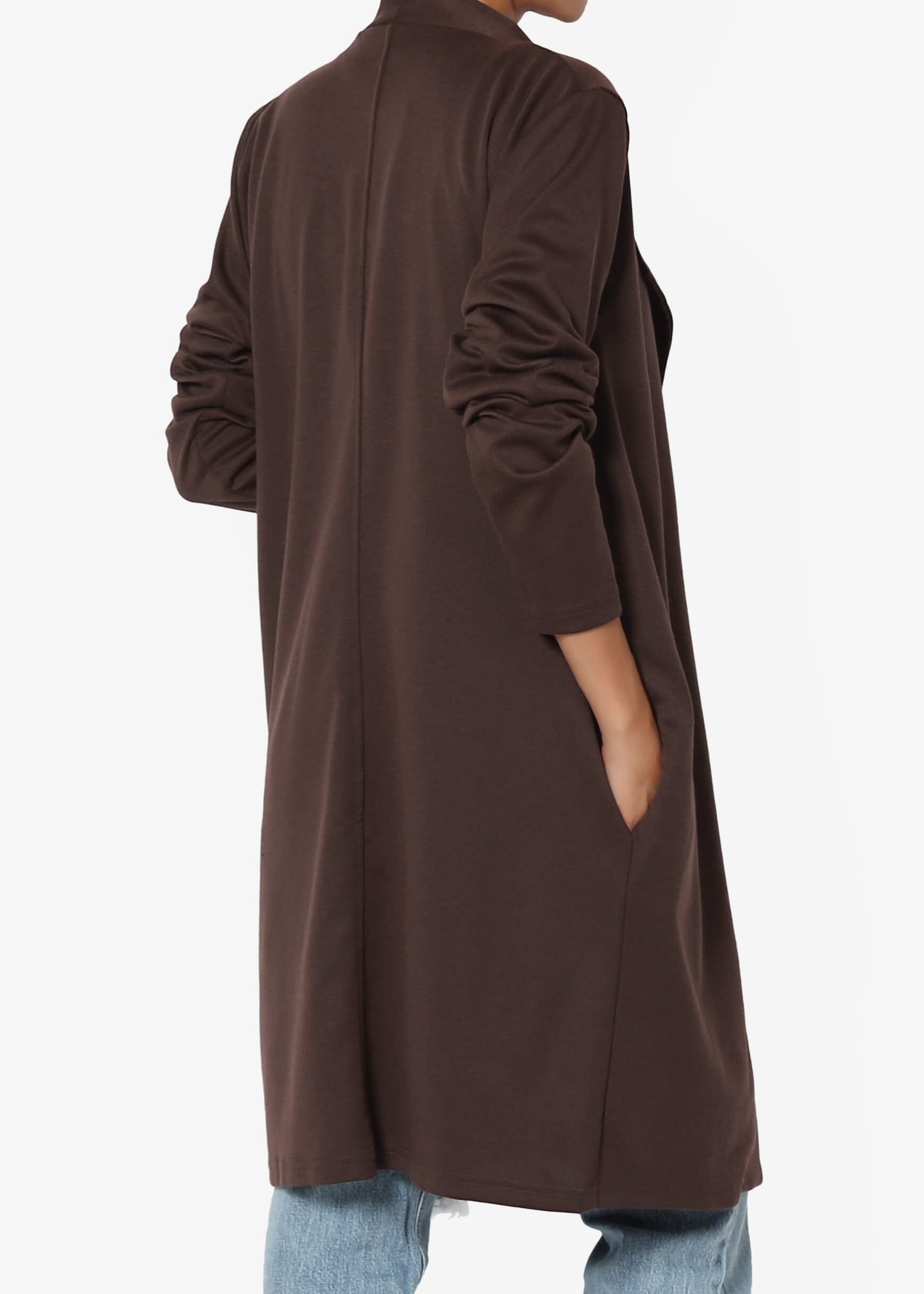 Hawke Open Front Knit Long Jacket BROWN_4