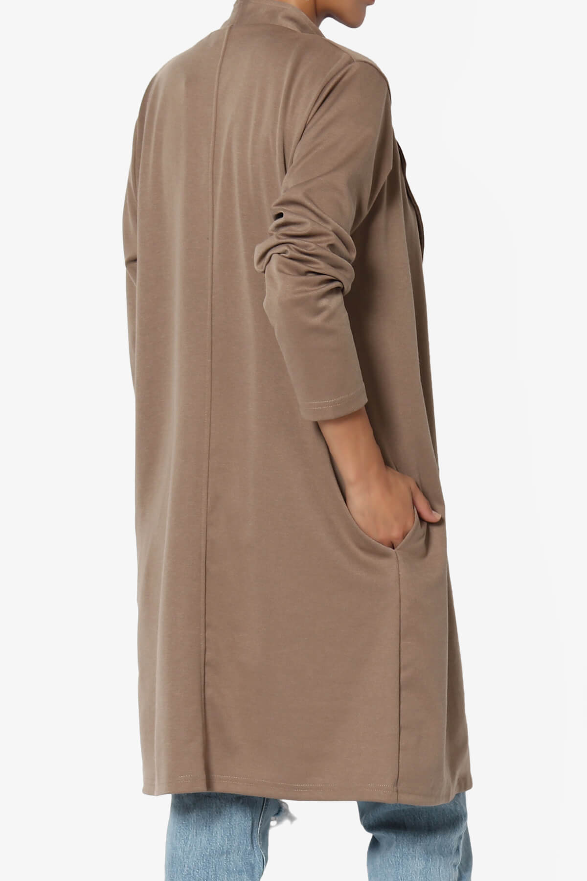 Hawke Open Front Knit Long Jacket KHAKI_4