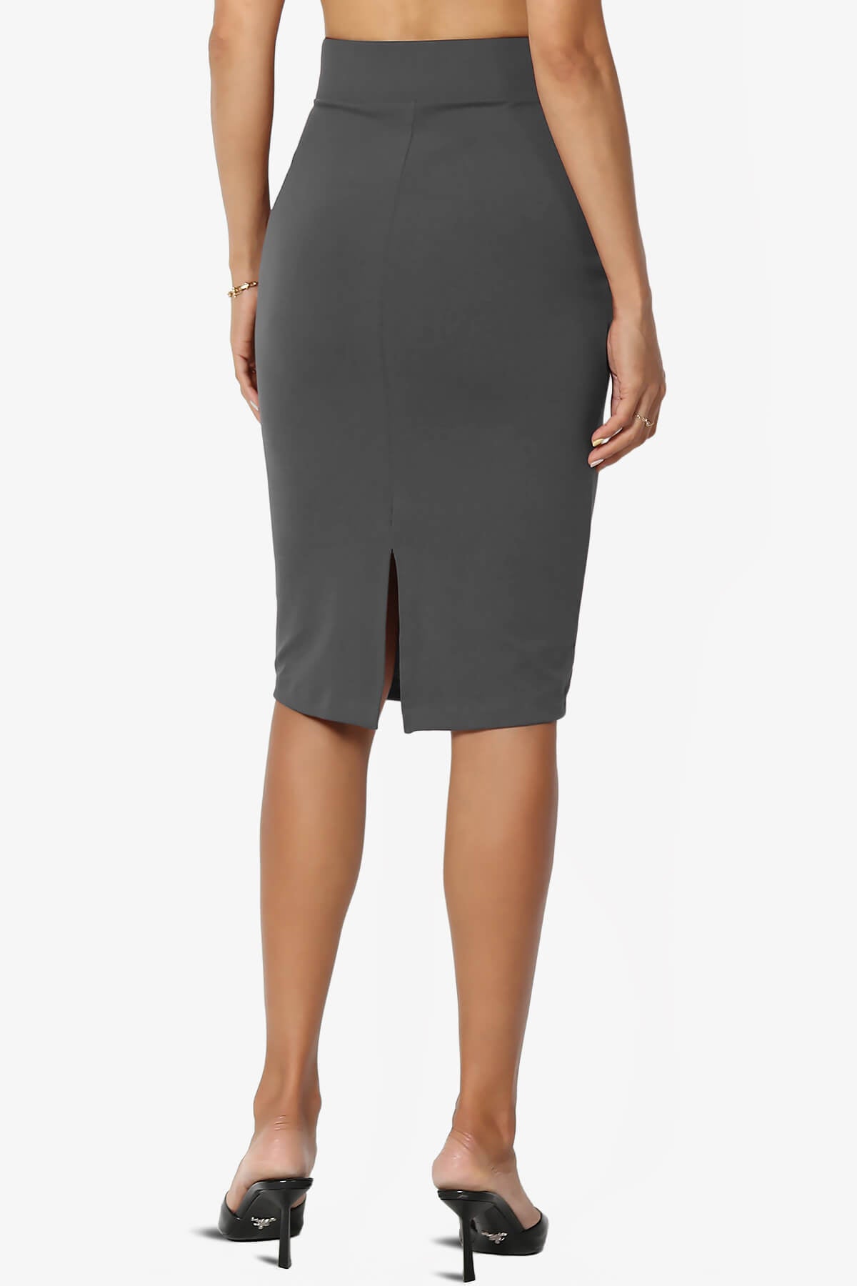 Hayle Soft Knit High Rise Midi Pencil Skirt ASH GREY_2