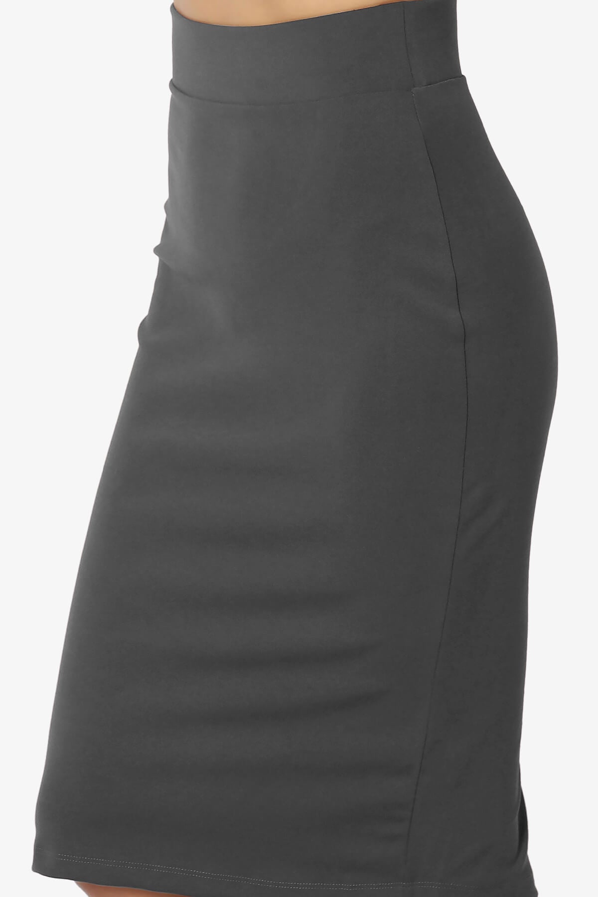 Hayle Soft Knit High Rise Midi Pencil Skirt ASH GREY_5