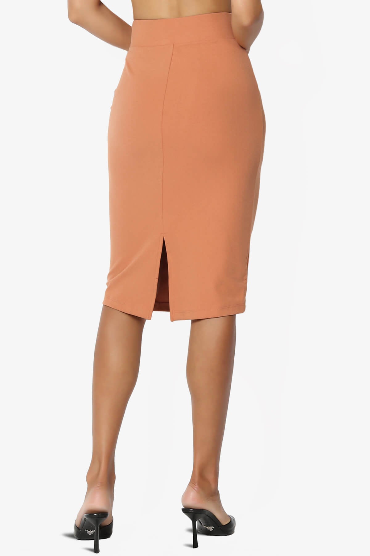 Hayle Soft Knit High Rise Midi Pencil Skirt BUTTER ORANGE_2