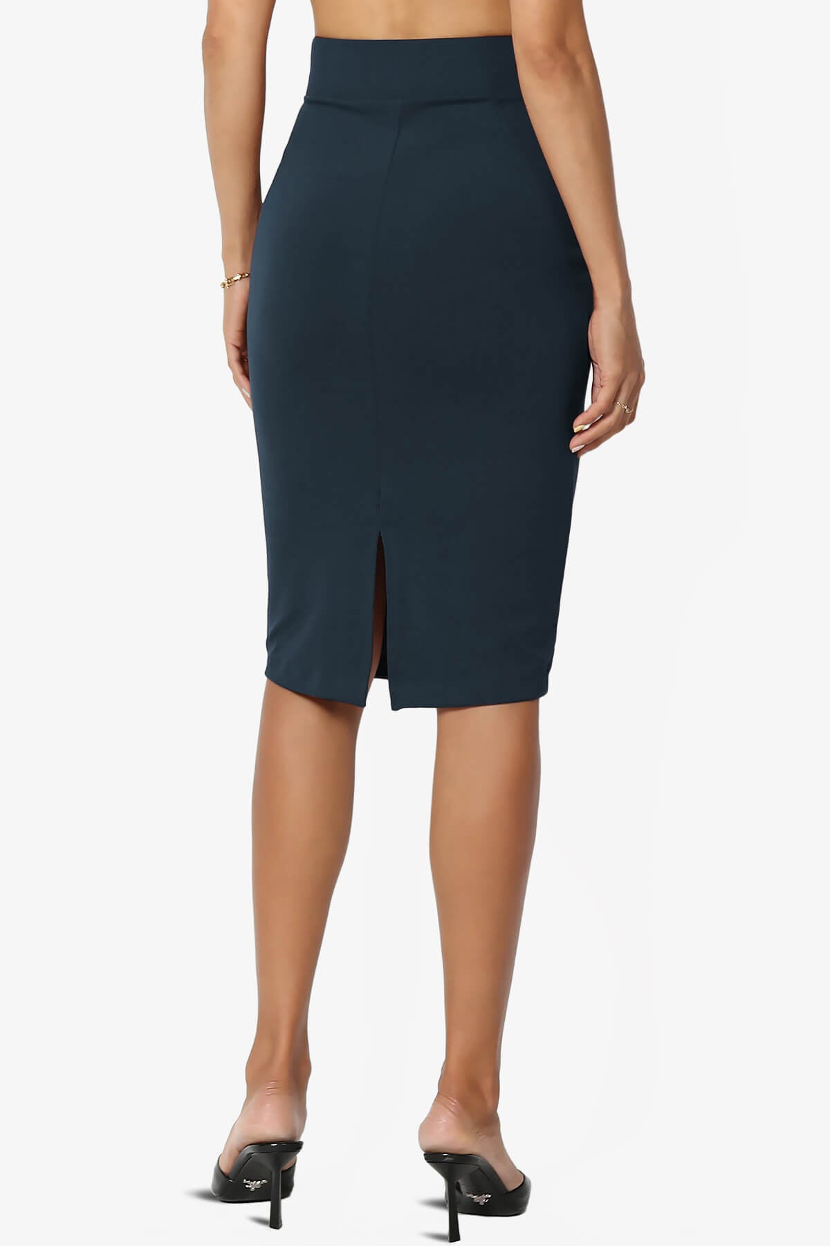Hayle Soft Knit High Rise Midi Pencil Skirt DARK NAVY_2
