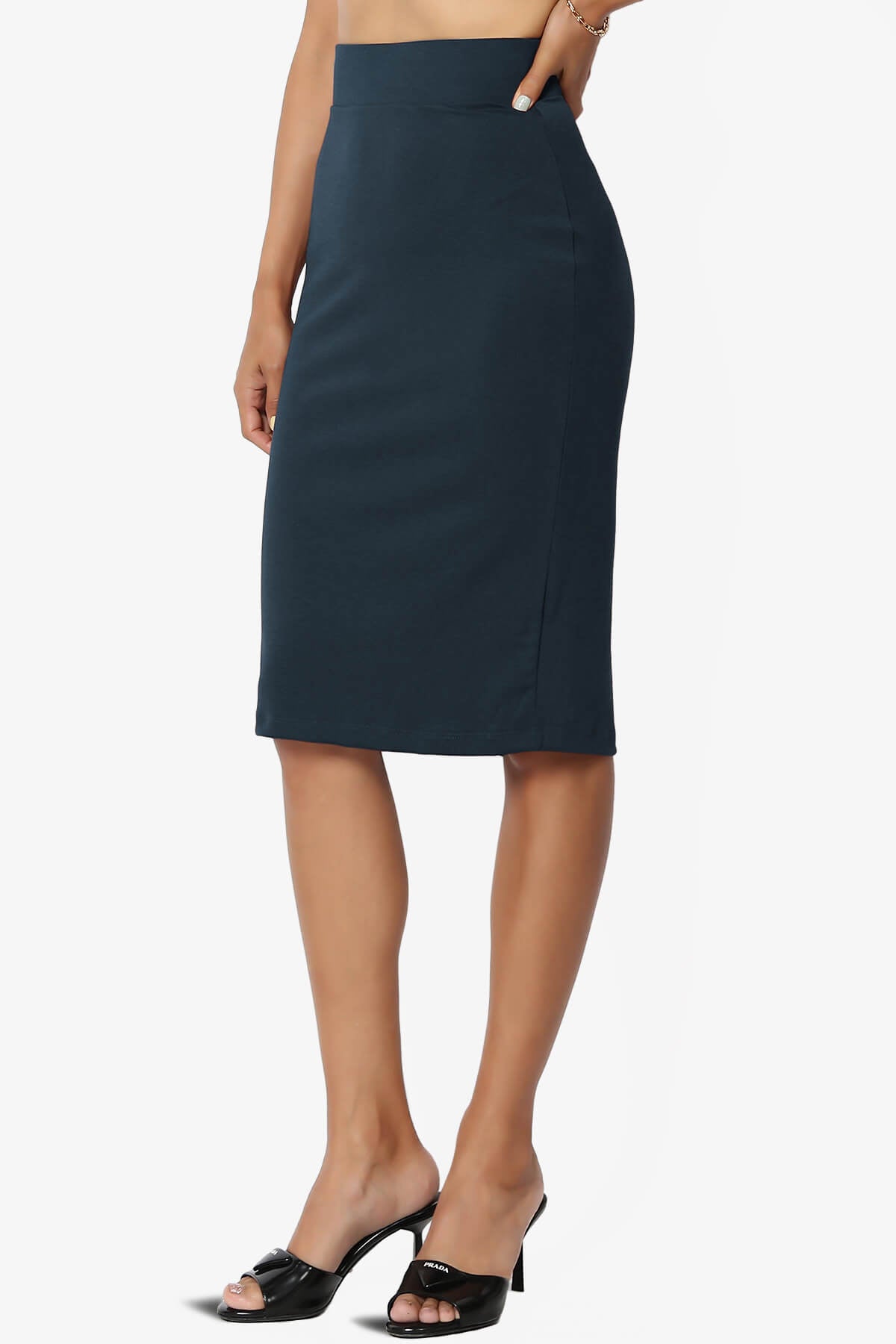 Hayle Soft Knit High Rise Midi Pencil Skirt DARK NAVY_3