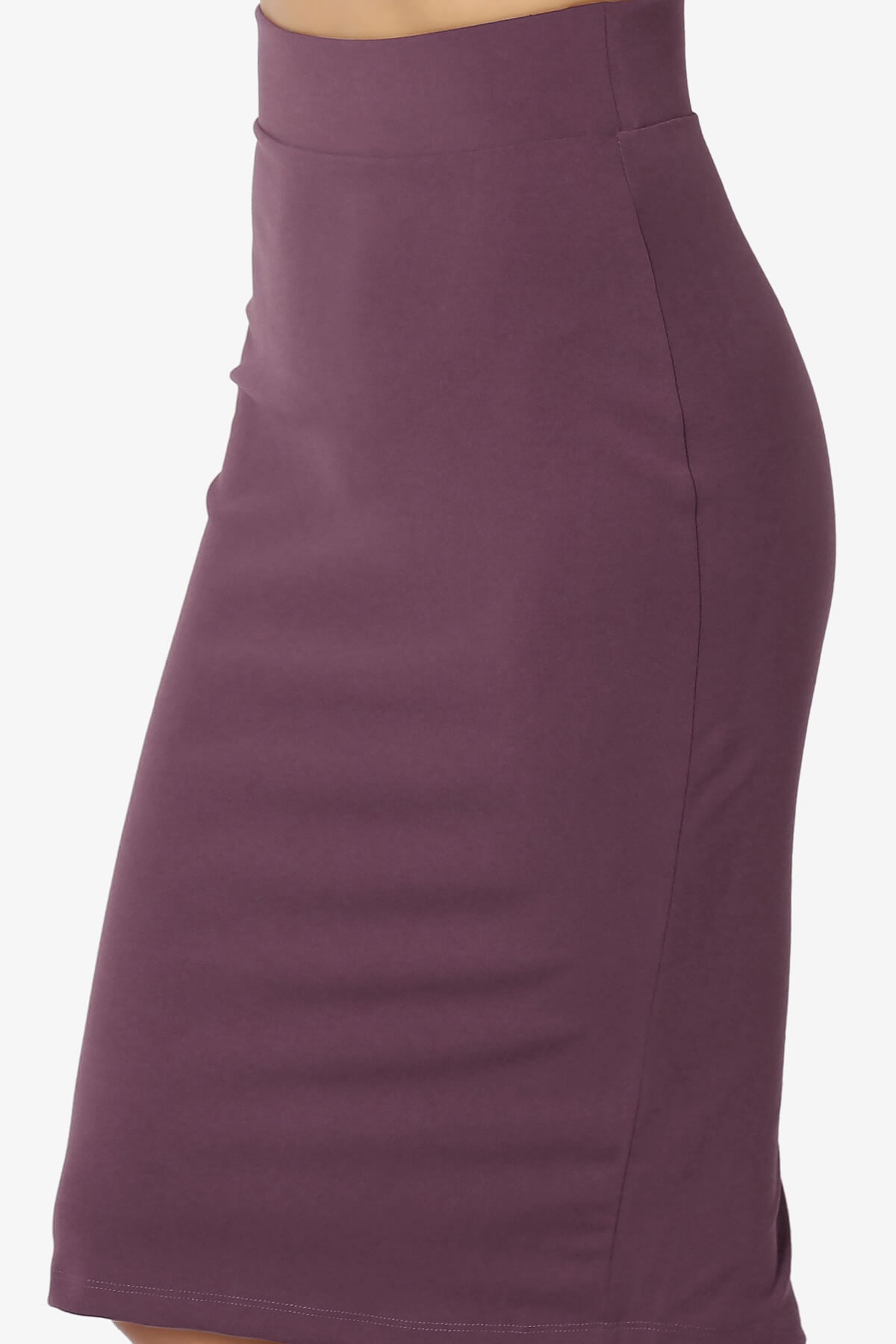 Hayle Soft Knit High Rise Midi Pencil Skirt DUSTY PLUM_5