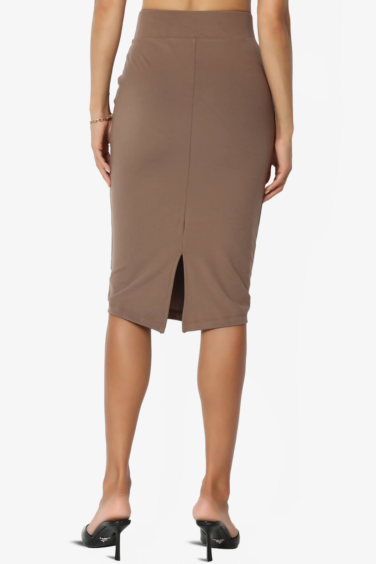 Hayle Soft Knit High Rise Midi Pencil Skirt MOCHA_2