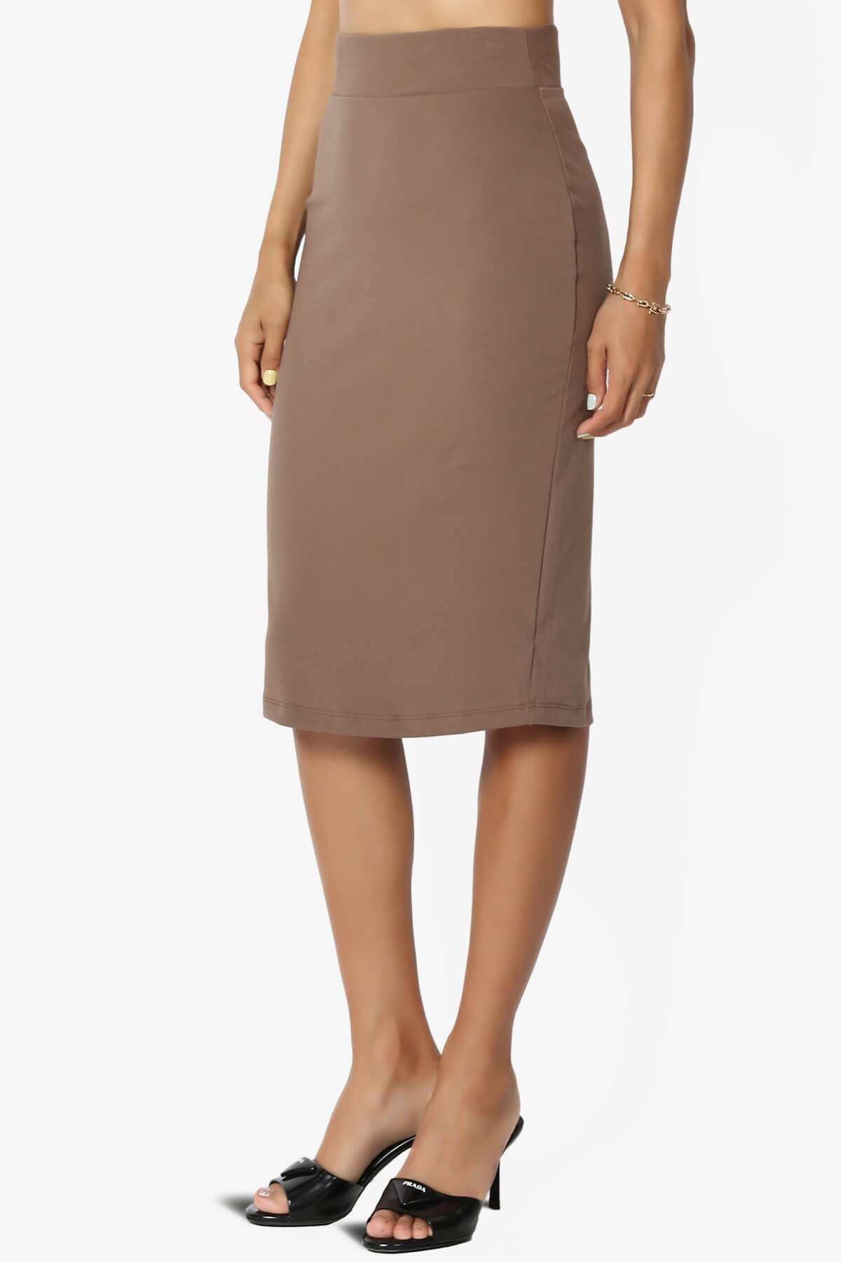 Hayle Soft Knit High Rise Midi Pencil Skirt MOCHA_3