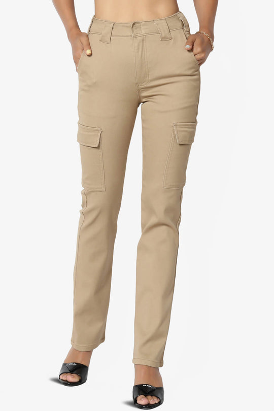 Imaan Stretch Canvas Cargo Pants Khaki