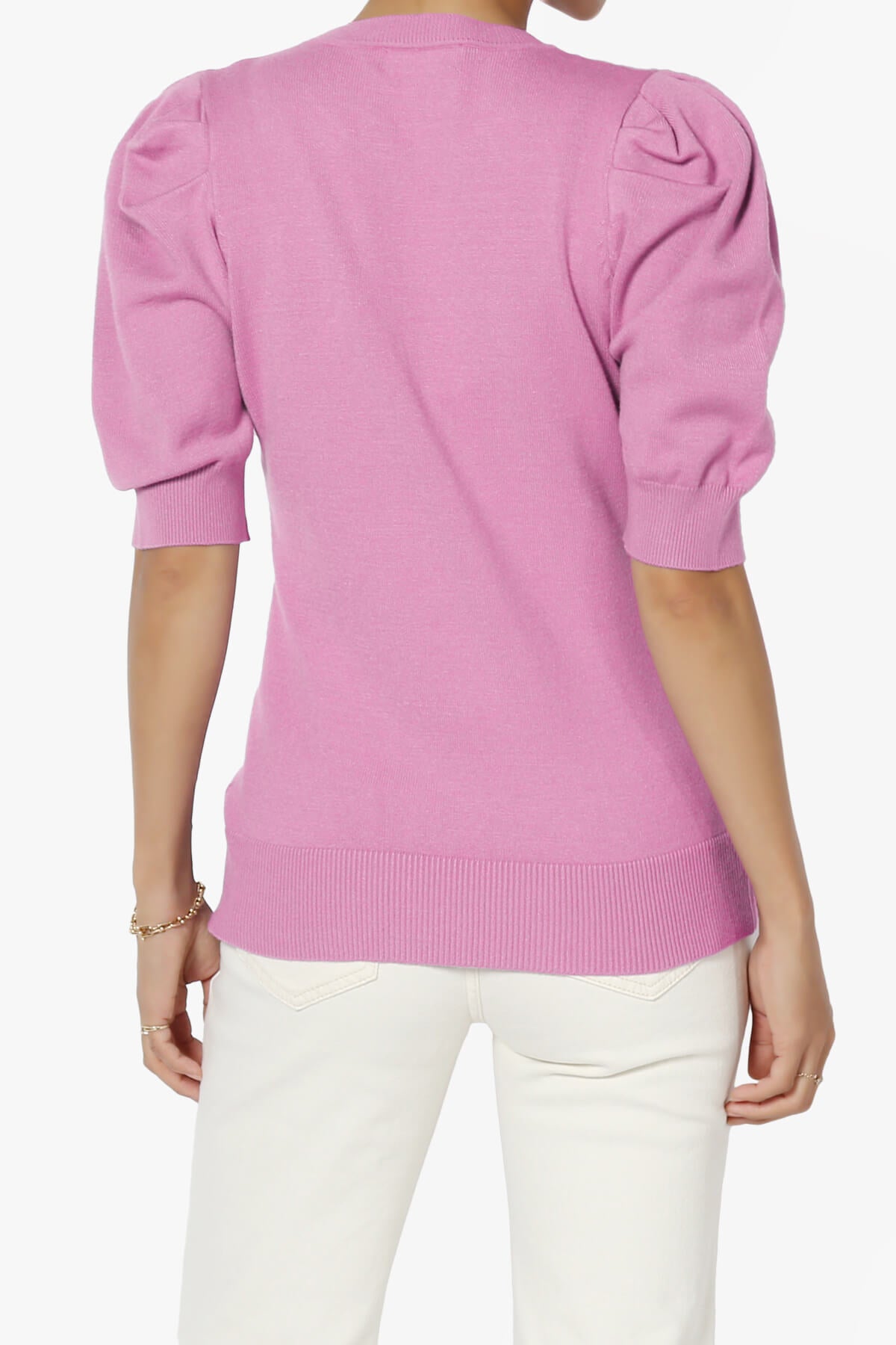 Isabella Puff Short Sleeve Knit Sweater MAUVE_2