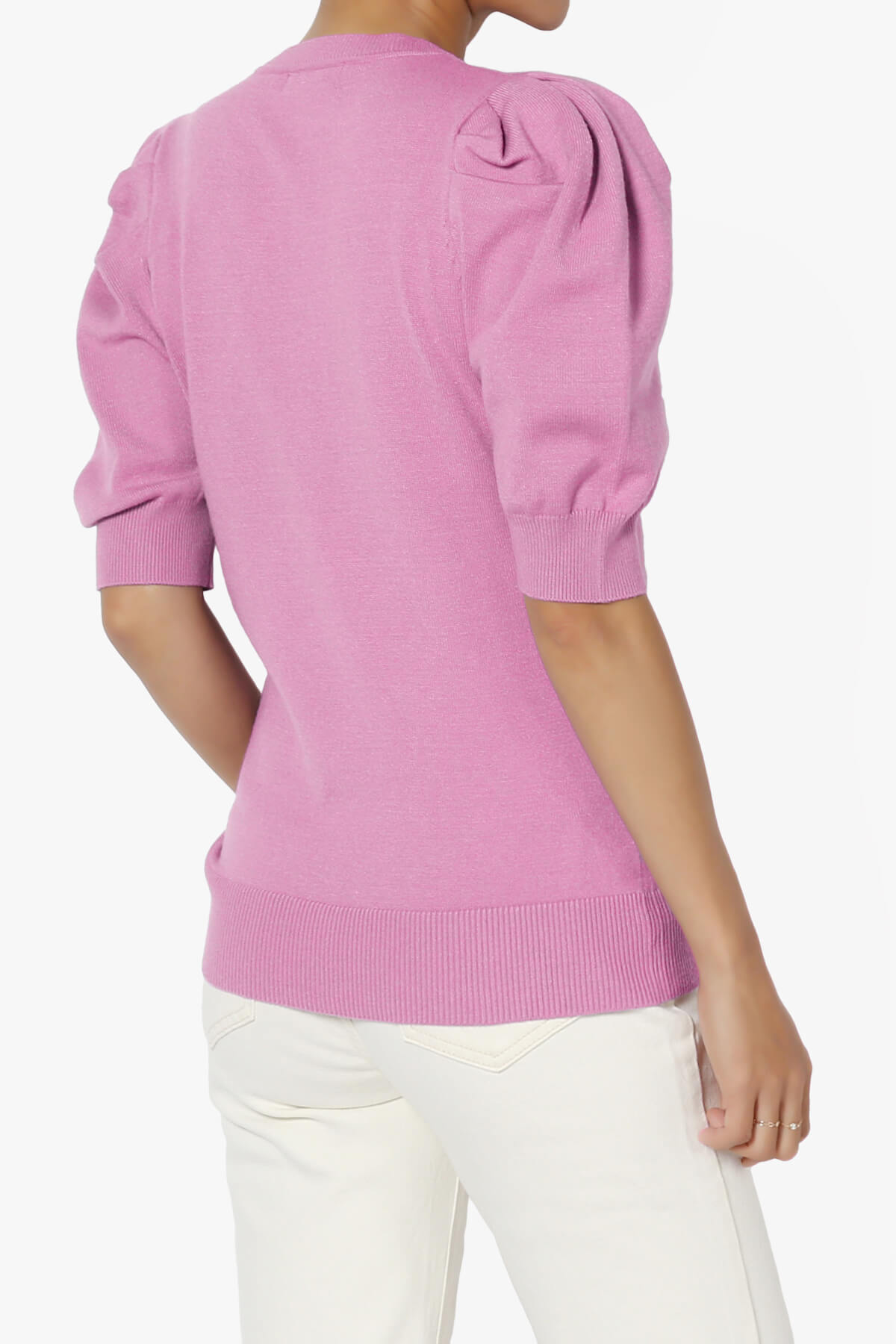 Isabella Puff Short Sleeve Knit Sweater MAUVE_4