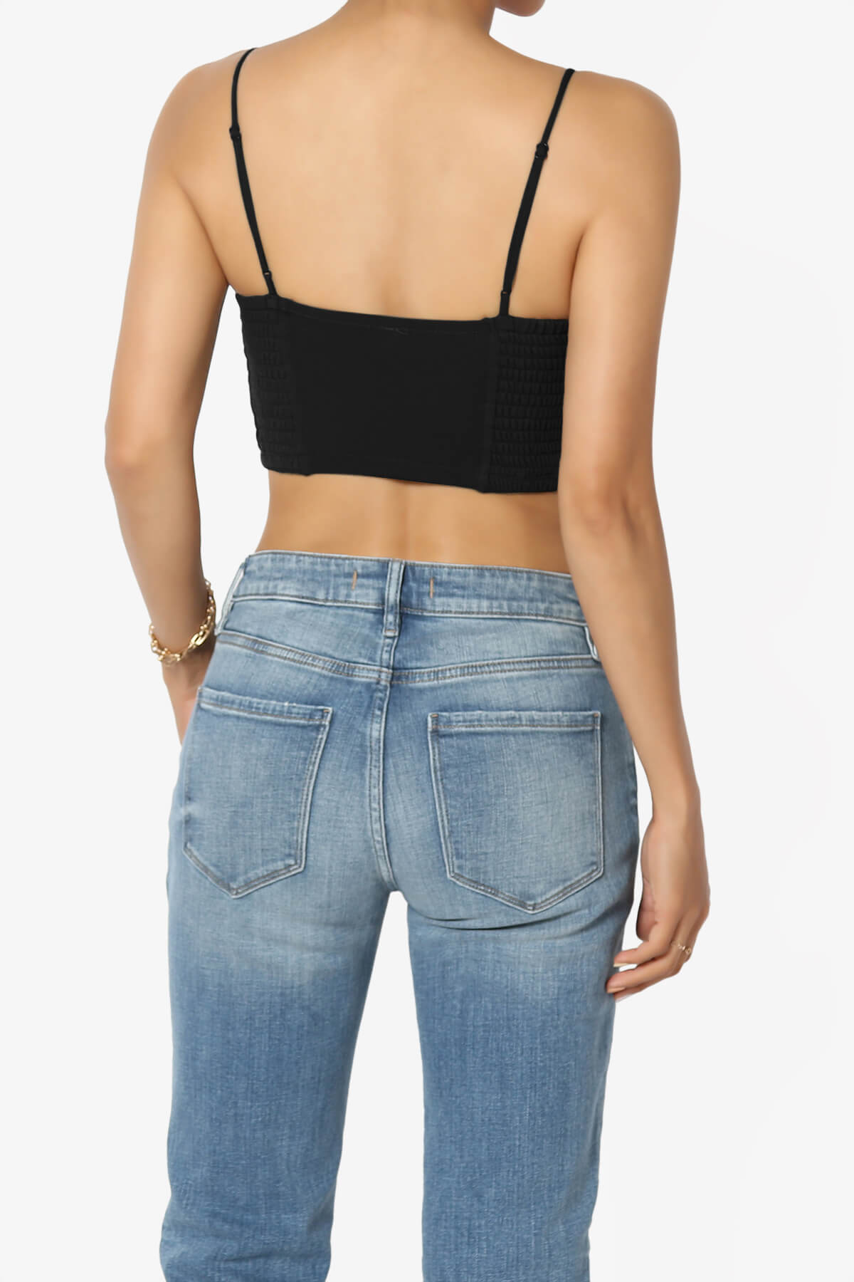 Jennie Smocked Triangle Bralette BLACK_2