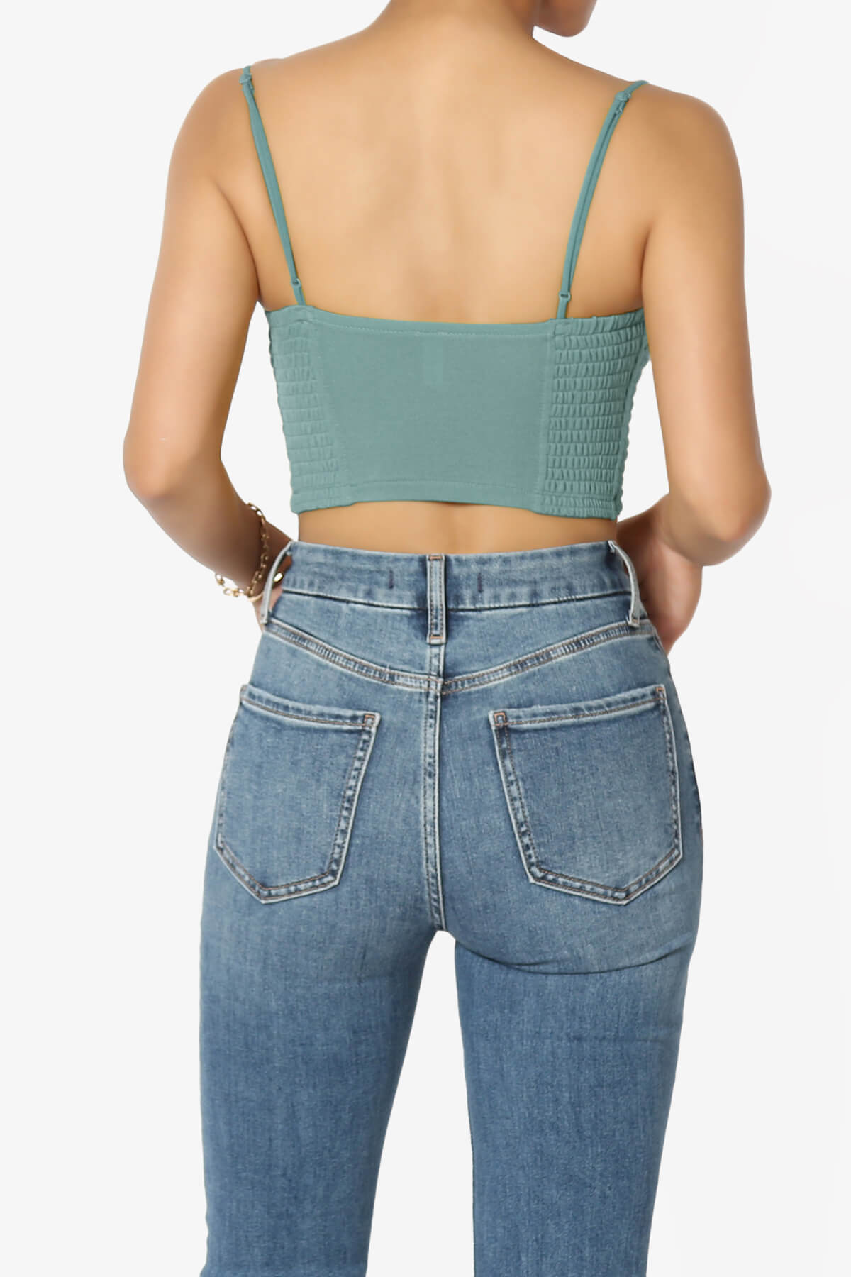 Jennie Smocked Triangle Bralette DUSTY BLUE_2