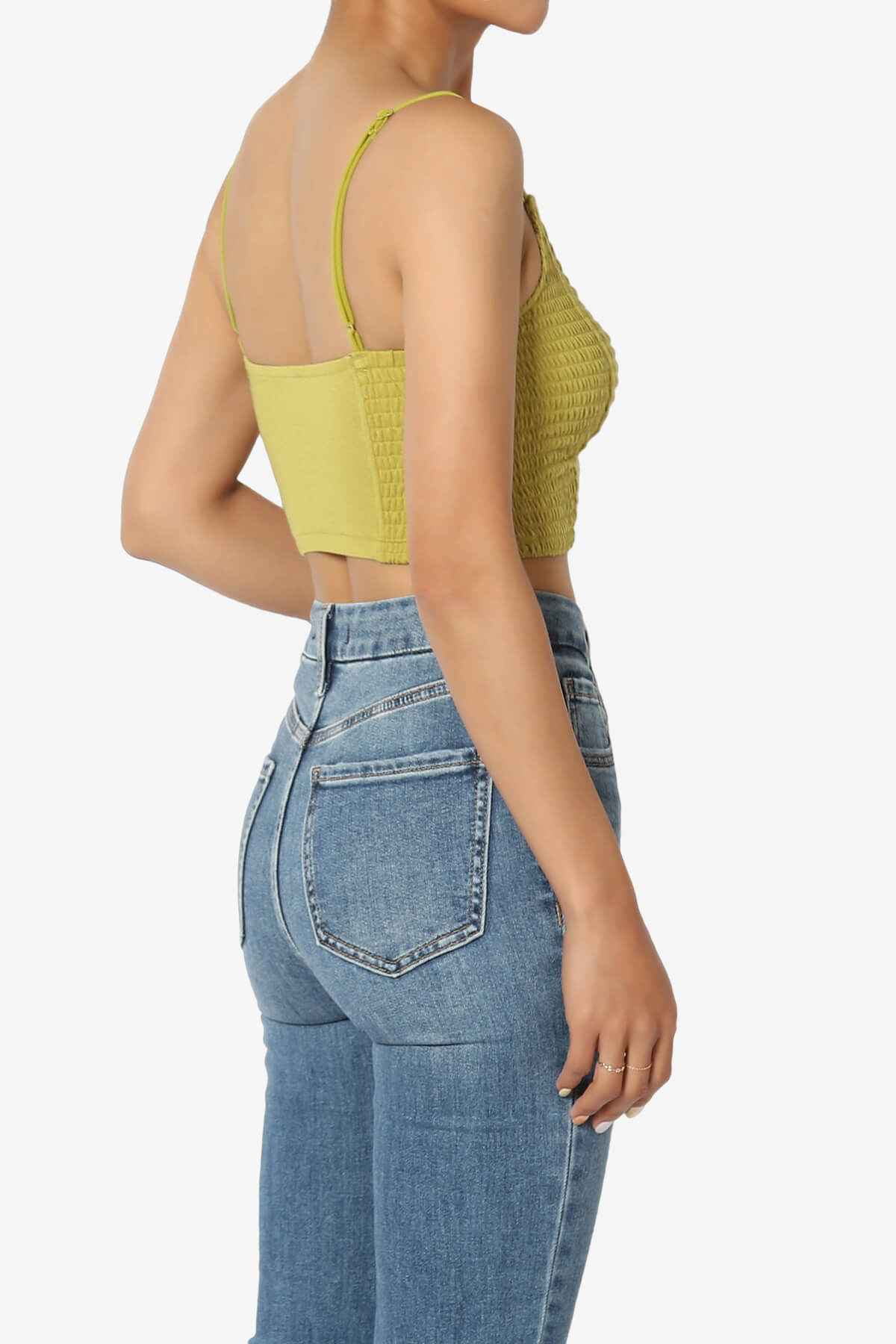 Jennie Smocked Triangle Bralette GOLDEN WASABI_4