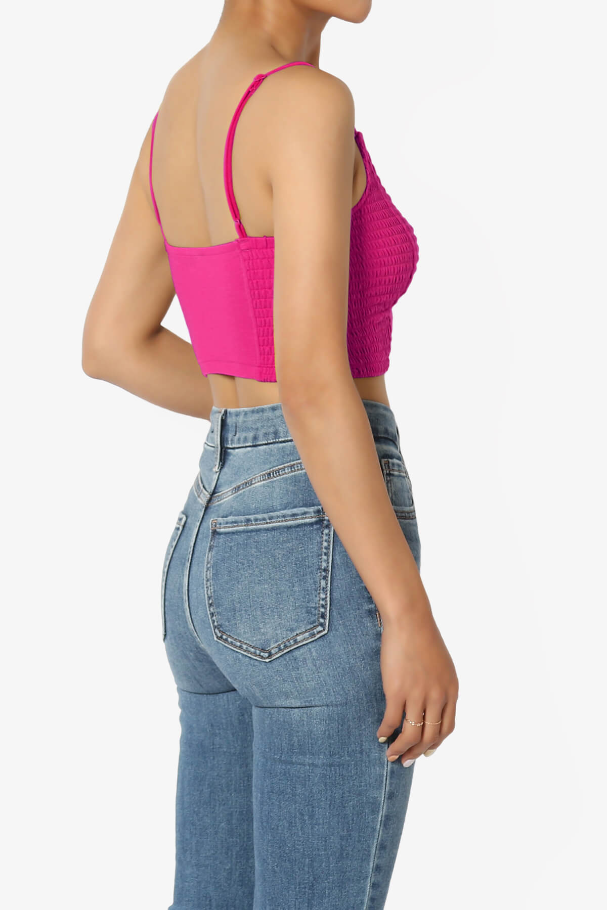 Jennie Smocked Triangle Bralette HOT PINK_4