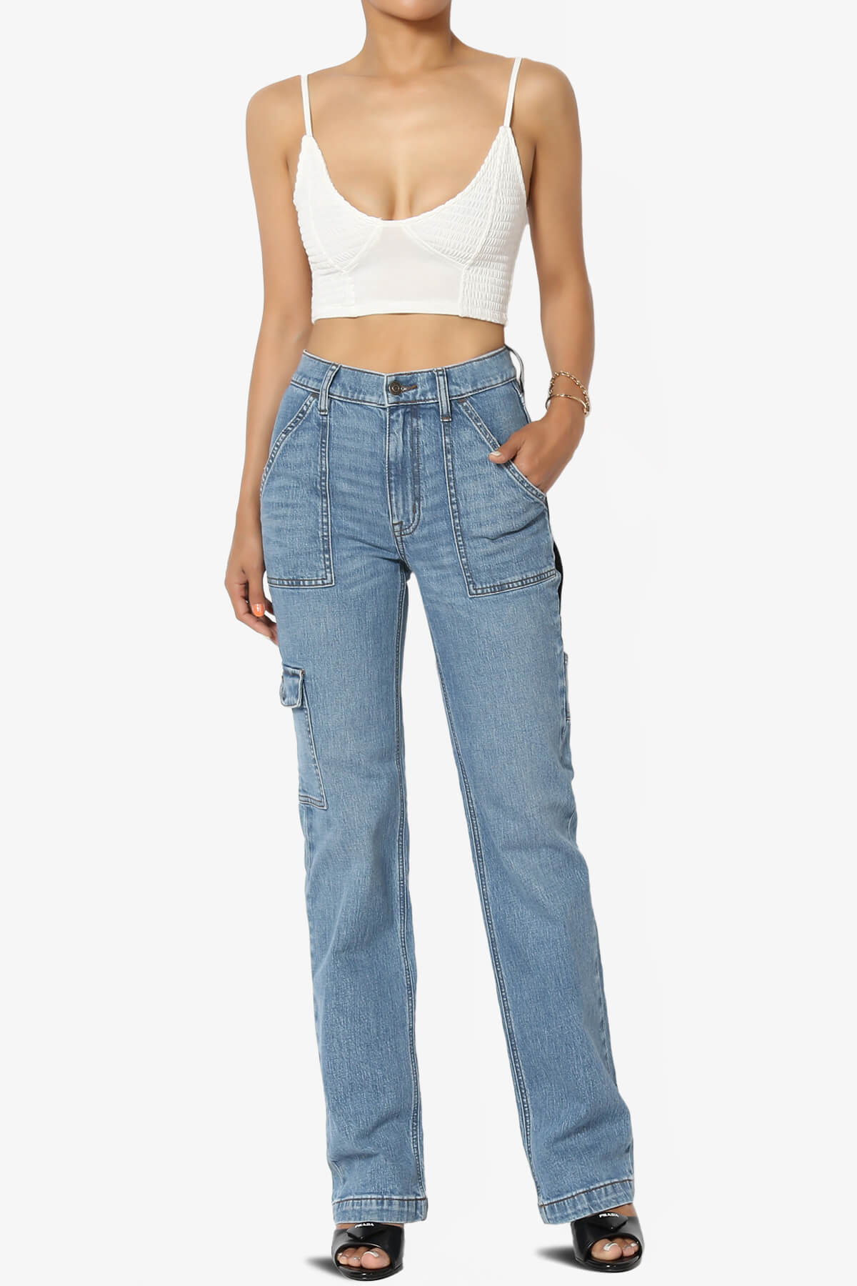 Jennie Smocked Triangle Bralette IVORY_6