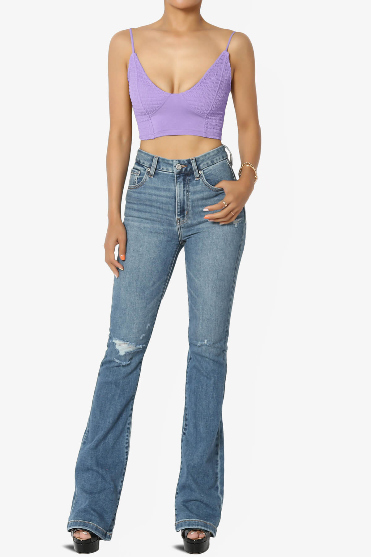 Jennie Smocked Triangle Bralette LAVENDER_6