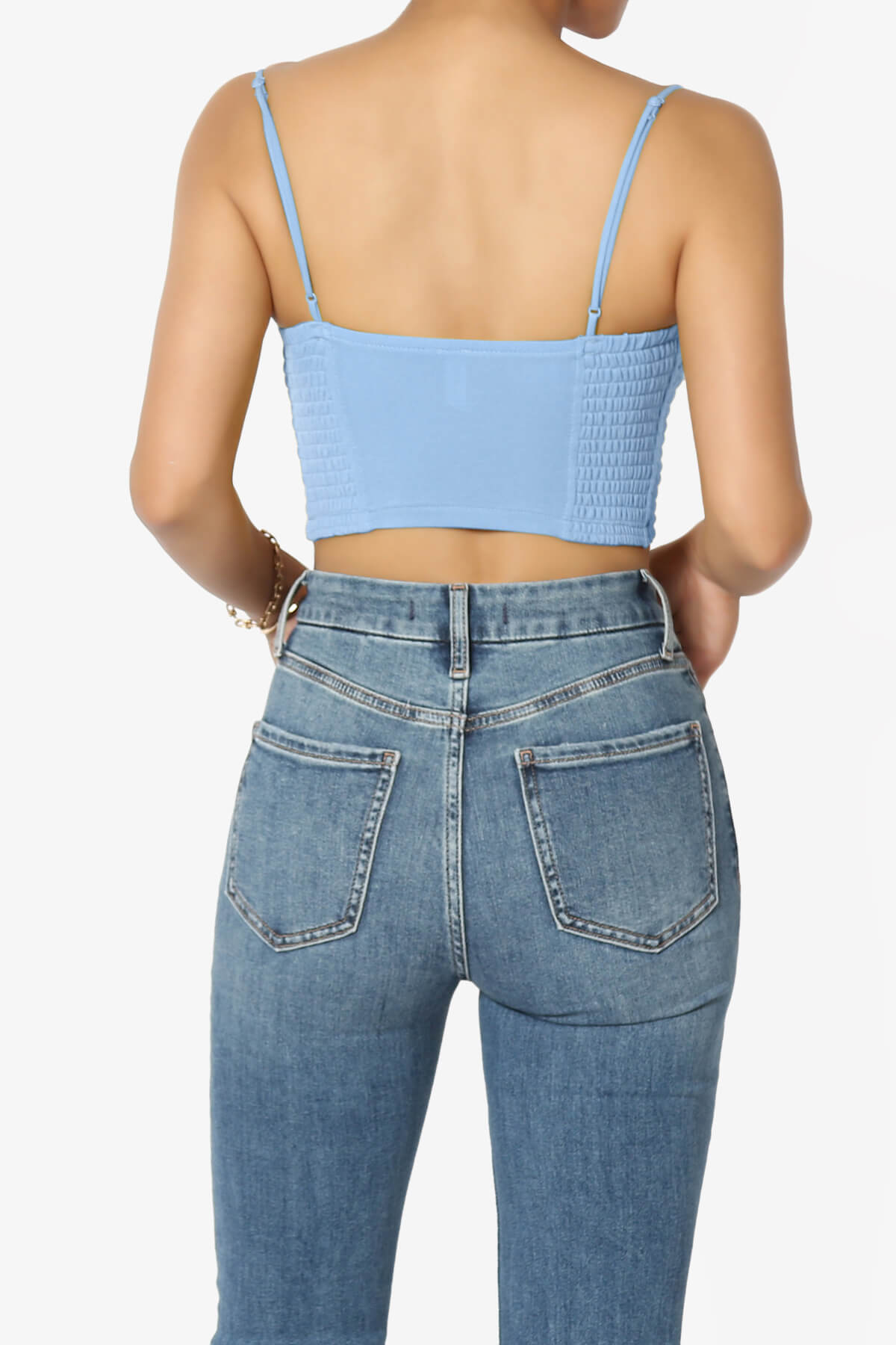 Jennie Smocked Triangle Bralette LIGHT BLUE_2