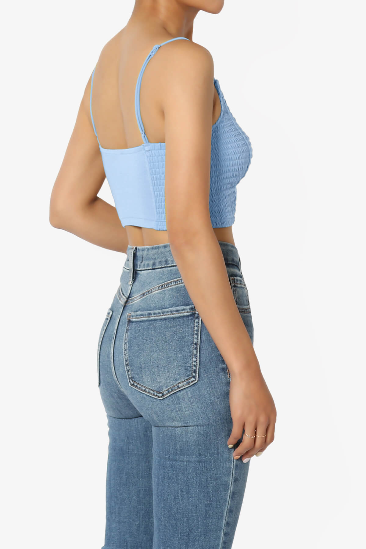 Jennie Smocked Triangle Bralette LIGHT BLUE_4