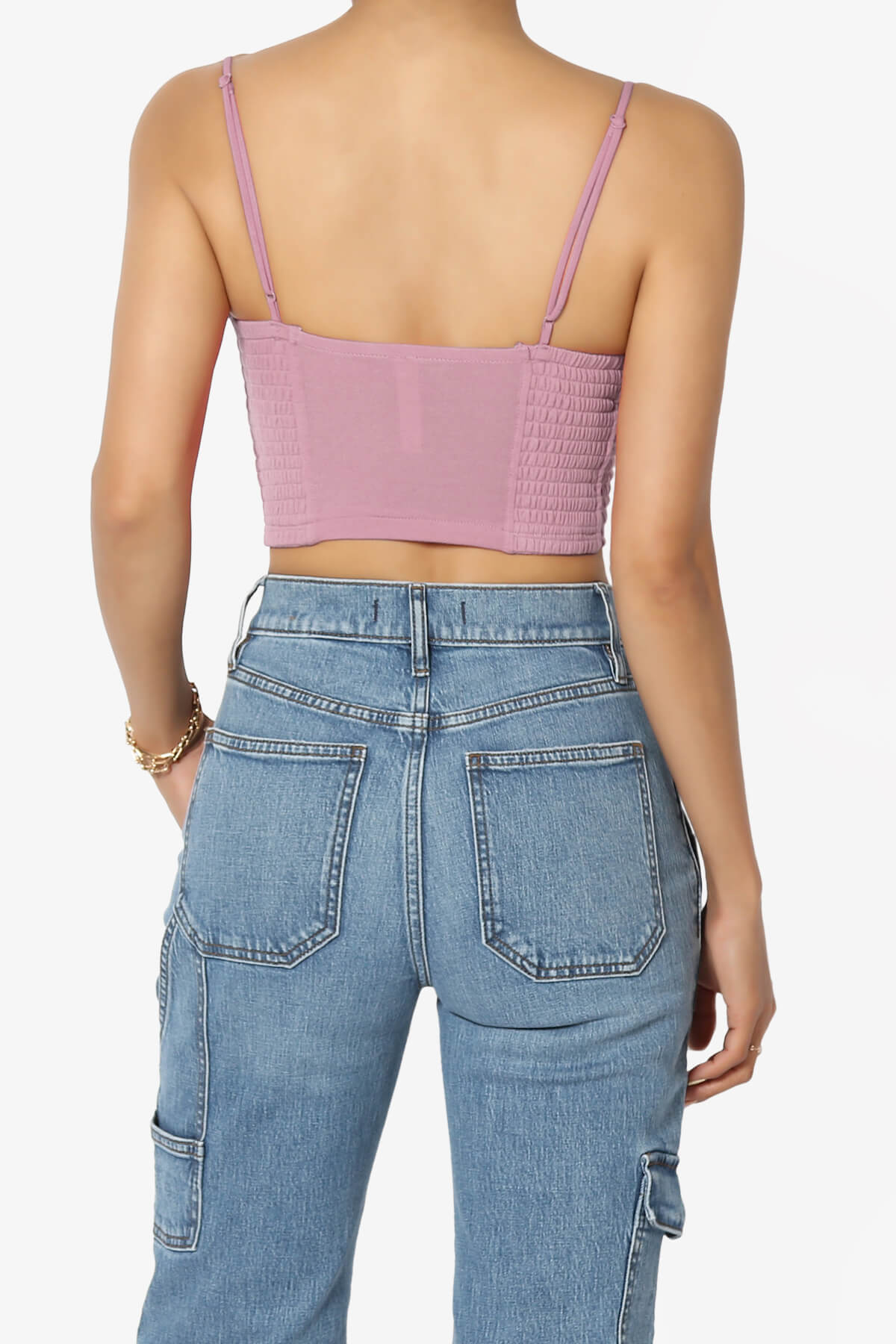 Jennie Smocked Triangle Bralette LIGHT ROSE_2