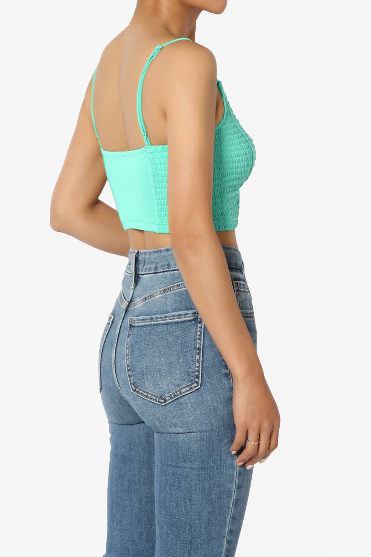 Jennie Smocked Triangle Bralette MINT_4