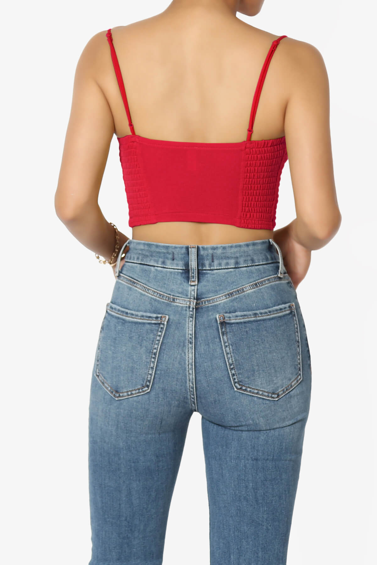 Jennie Smocked Triangle Bralette RED_2