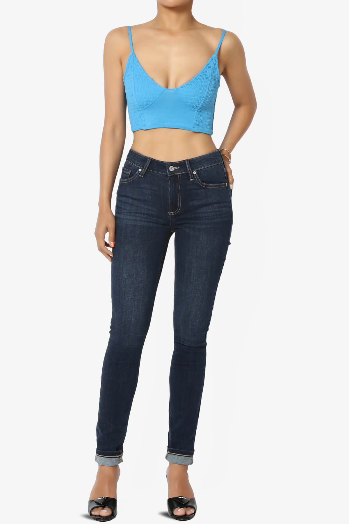 Jennie Smocked Triangle Bralette SKY_6