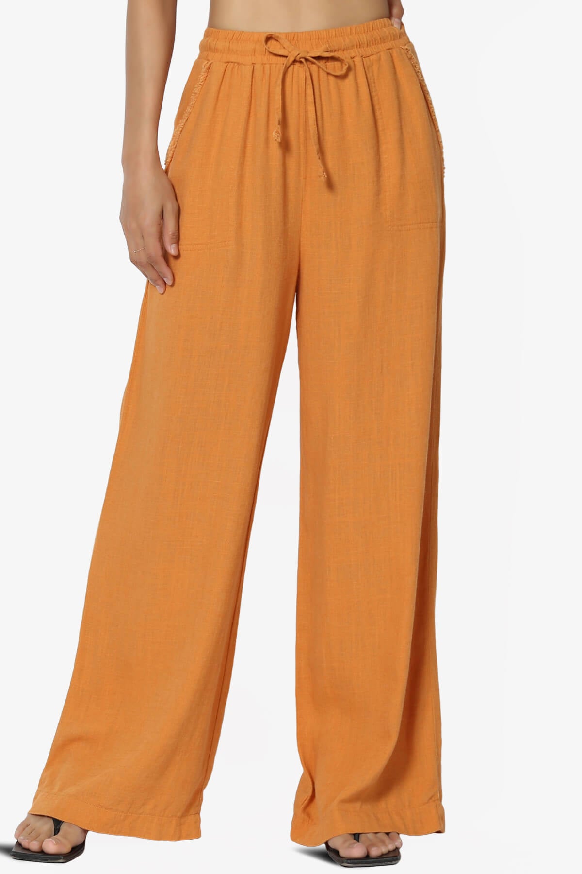Jessica Drawstring Linen Pants APRICOT_1
