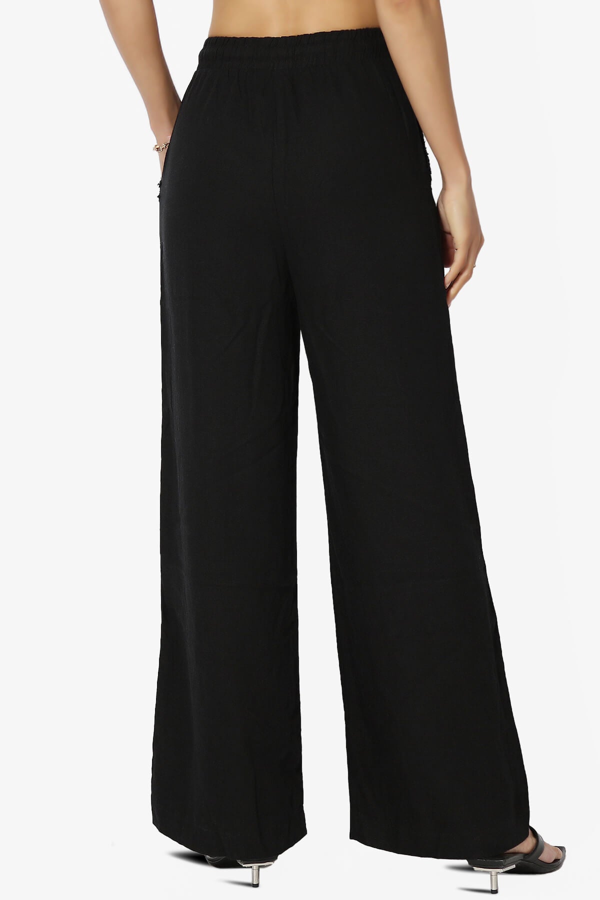 Jessica Drawstring Linen Pants BLACK_2