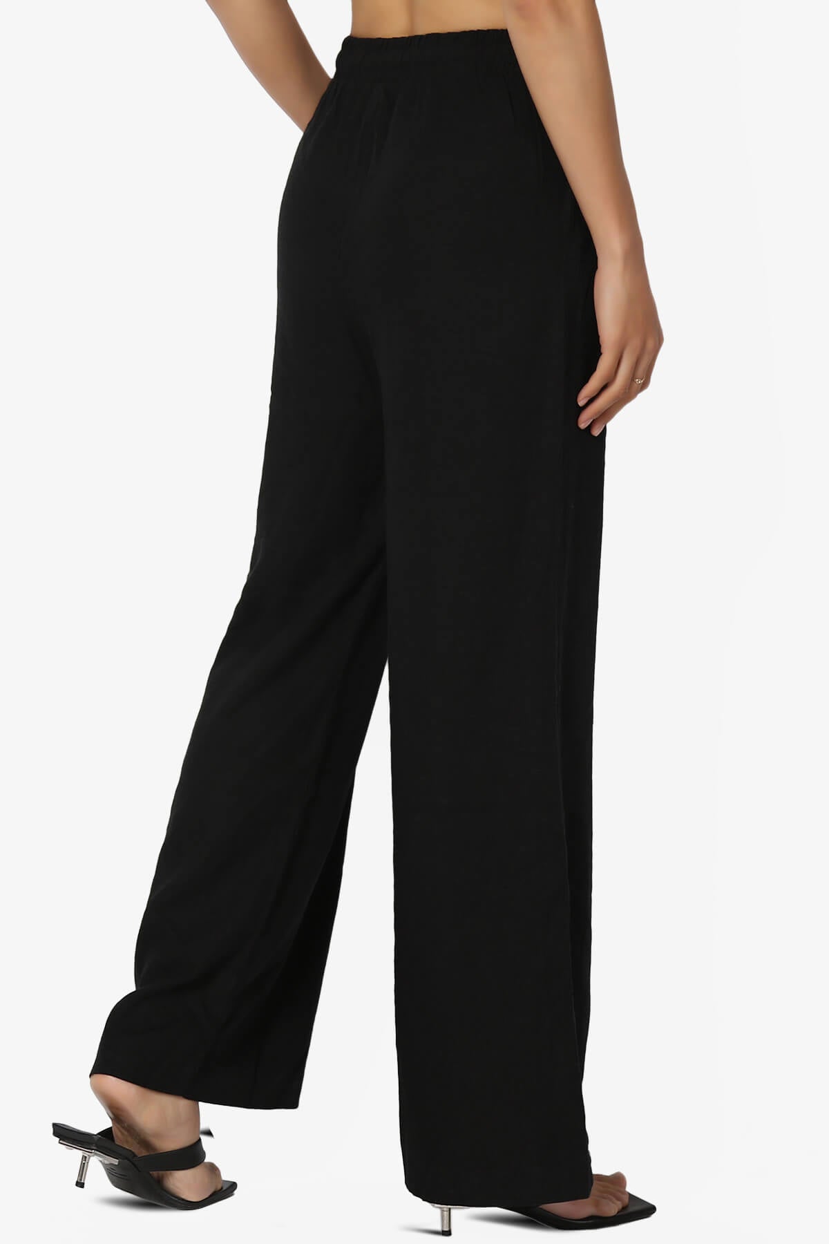 Jessica Drawstring Linen Pants BLACK_4